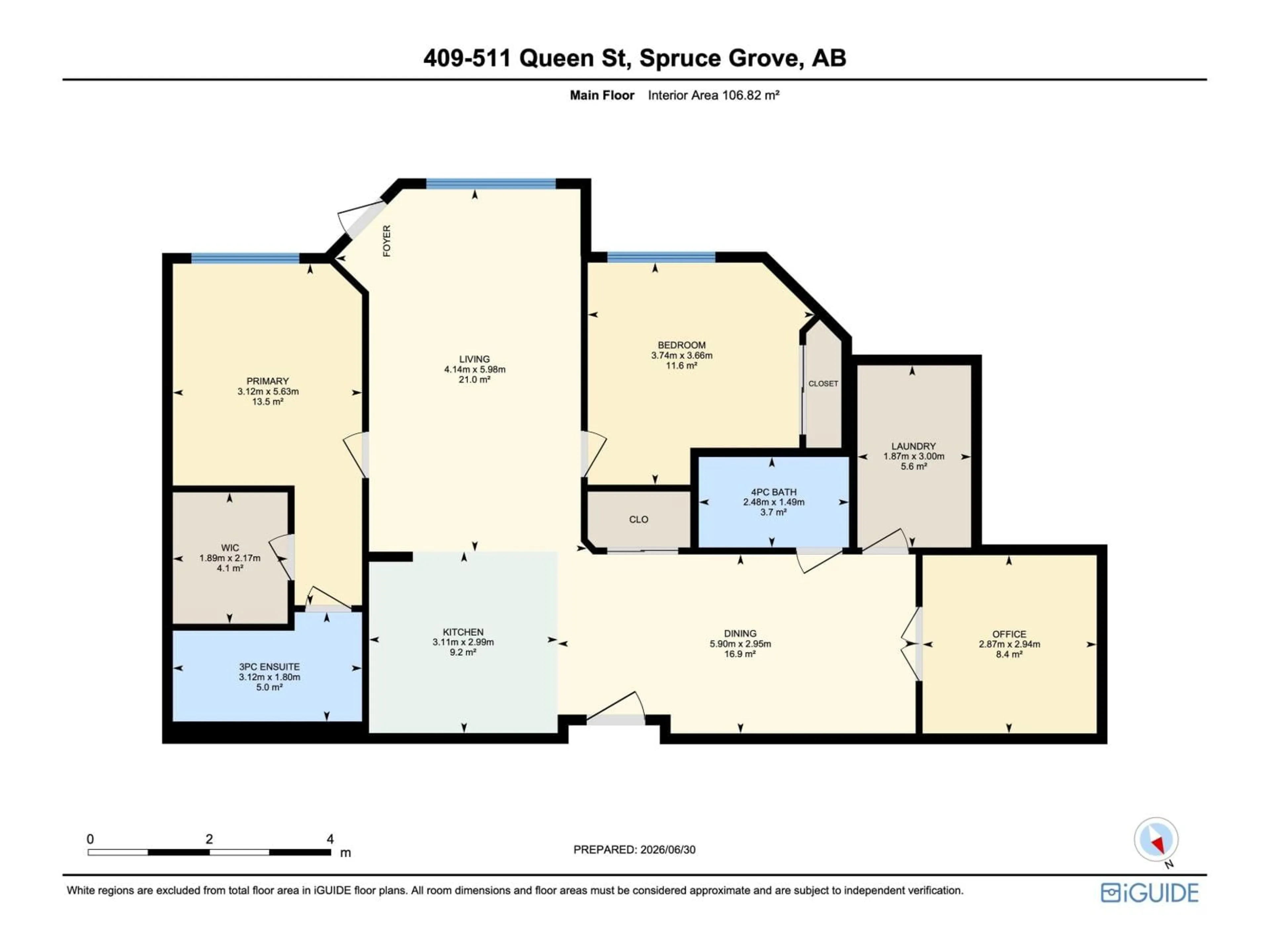 Floor plan for #409 - 511 QUEEN ST, Spruce Grove Alberta T7X0G4