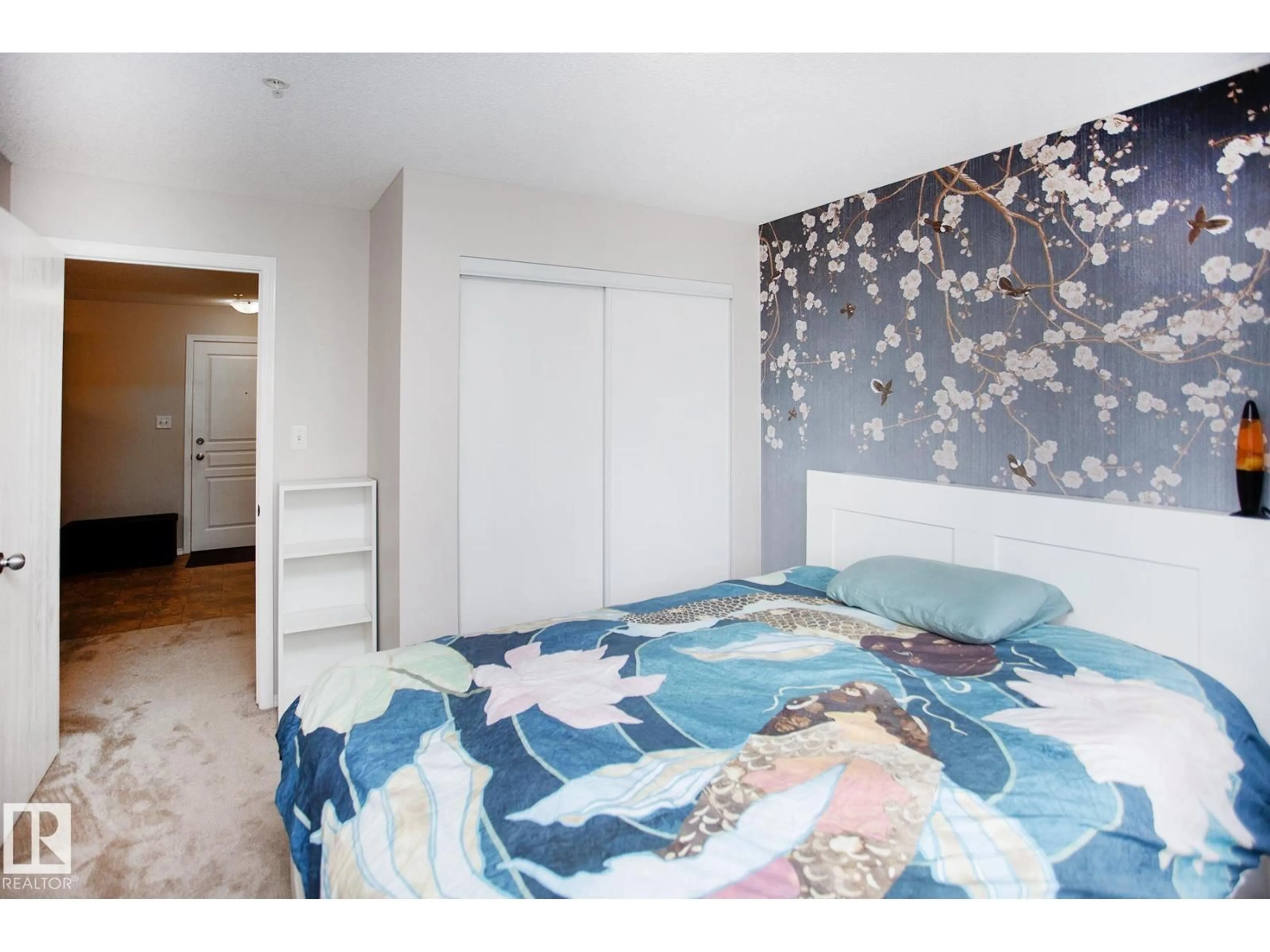 Bedroom with bed, unknown for #235 - 1180 HYNDMAN RD, Edmonton Alberta T5A0P8