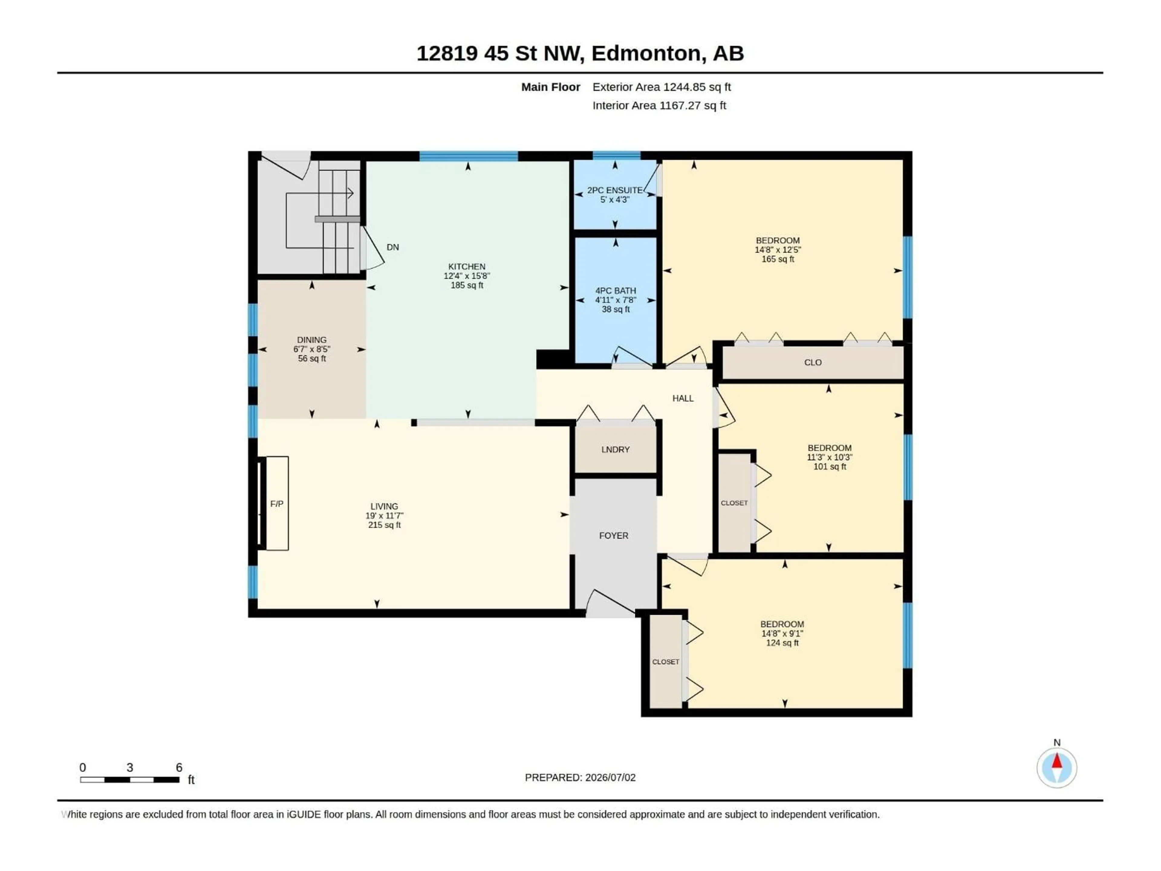 Floor plan for NW - 12819 45 ST, Edmonton Alberta T5A2K3