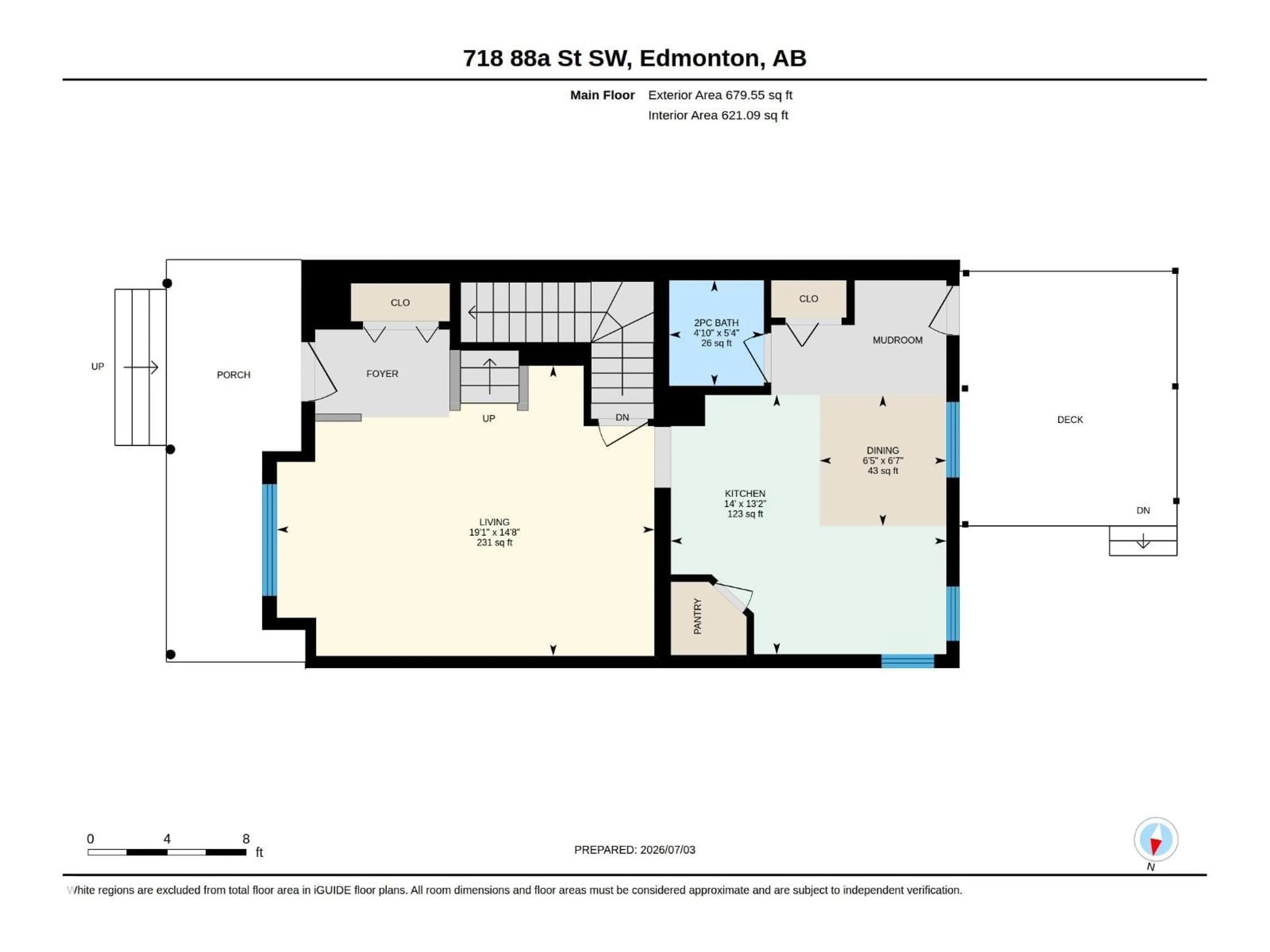 Floor plan for SW - 718 88A ST, Edmonton Alberta T6X1C4