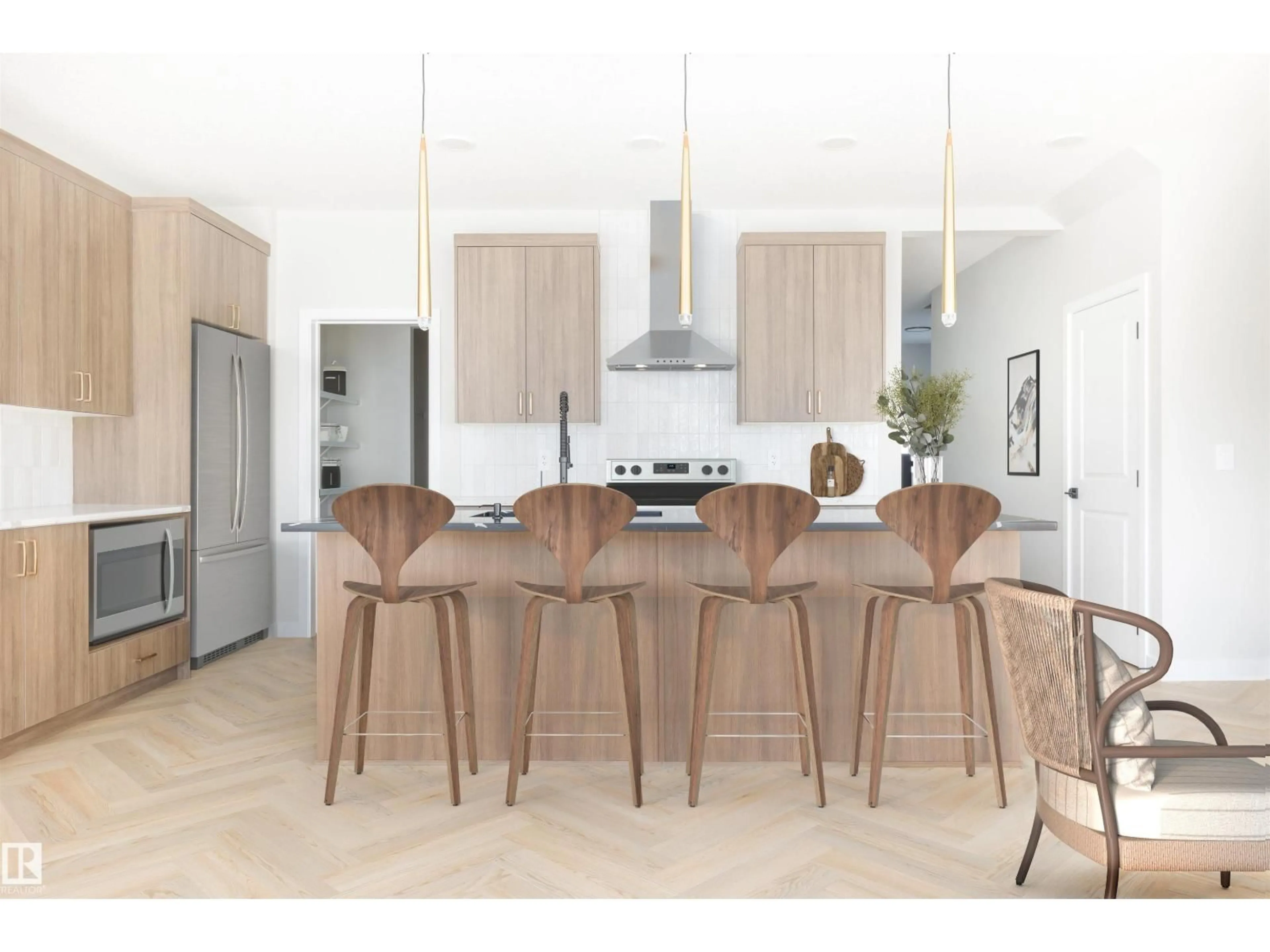 Contemporary kitchen, wood/laminate floor for 54 CUDDIE DR, Sherwood Park Alberta T8H3C8