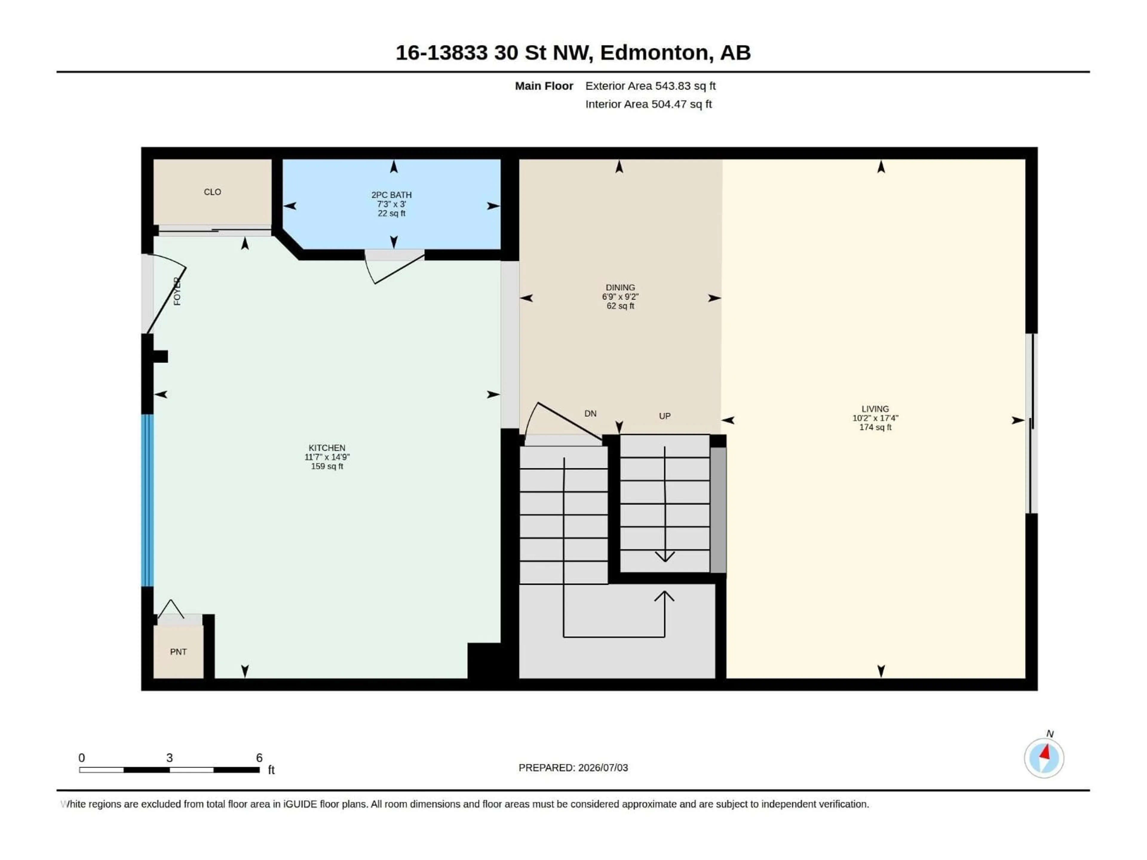 Floor plan for 16 13833 30 ST, Edmonton Alberta T5Y2B2