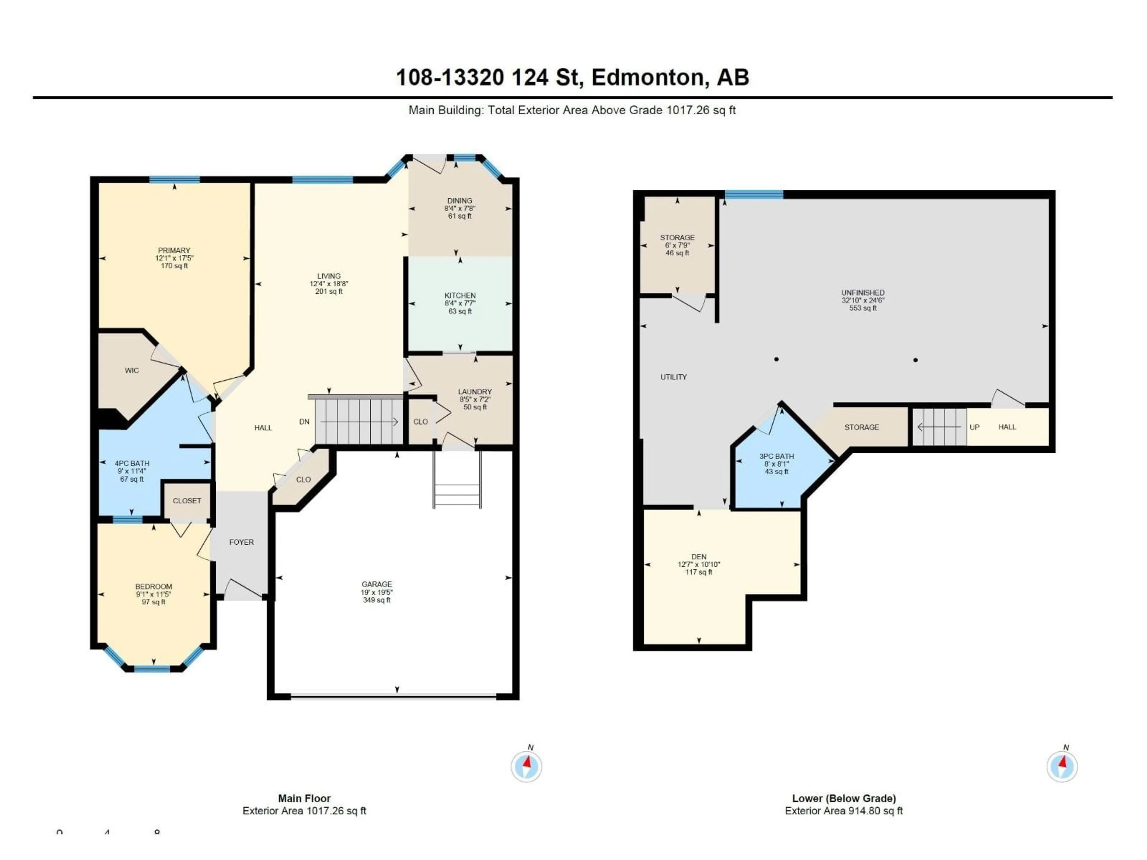 Floor plan for #108 - 13320 124 ST NW, Edmonton Alberta T5L5B7