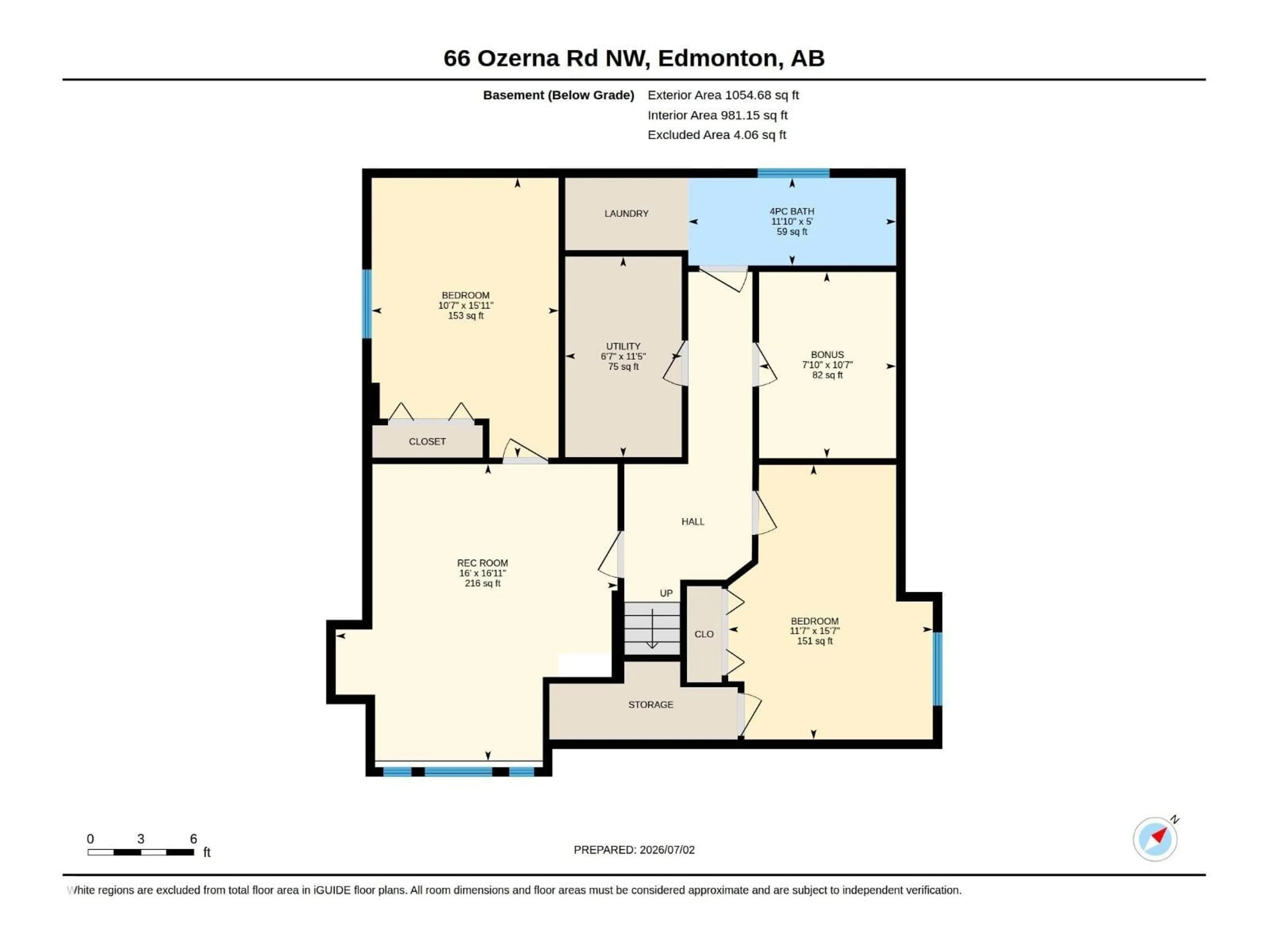 Floor plan for 66 OZERNA RD, Edmonton Alberta T5Z2Y5