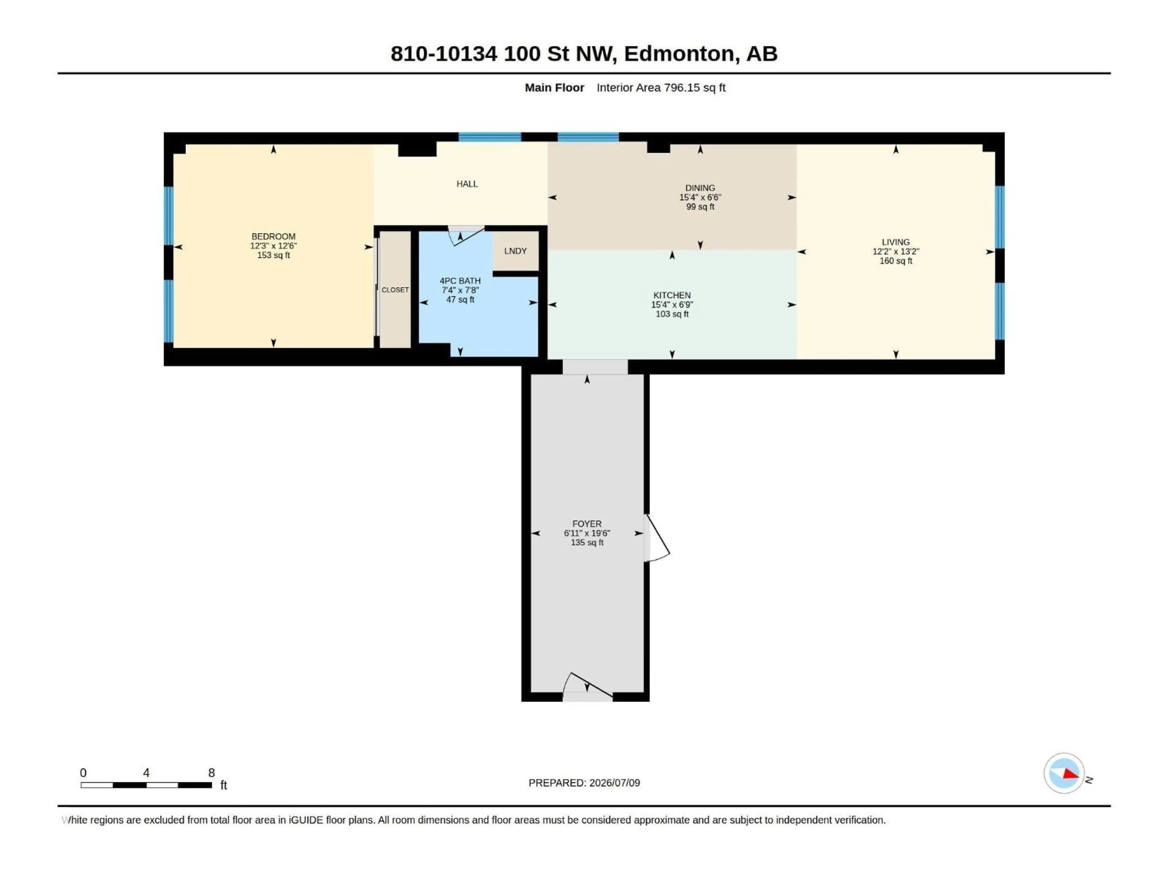 Floor plan for 10134 - 810 100 ST, Edmonton Alberta T5J0N8