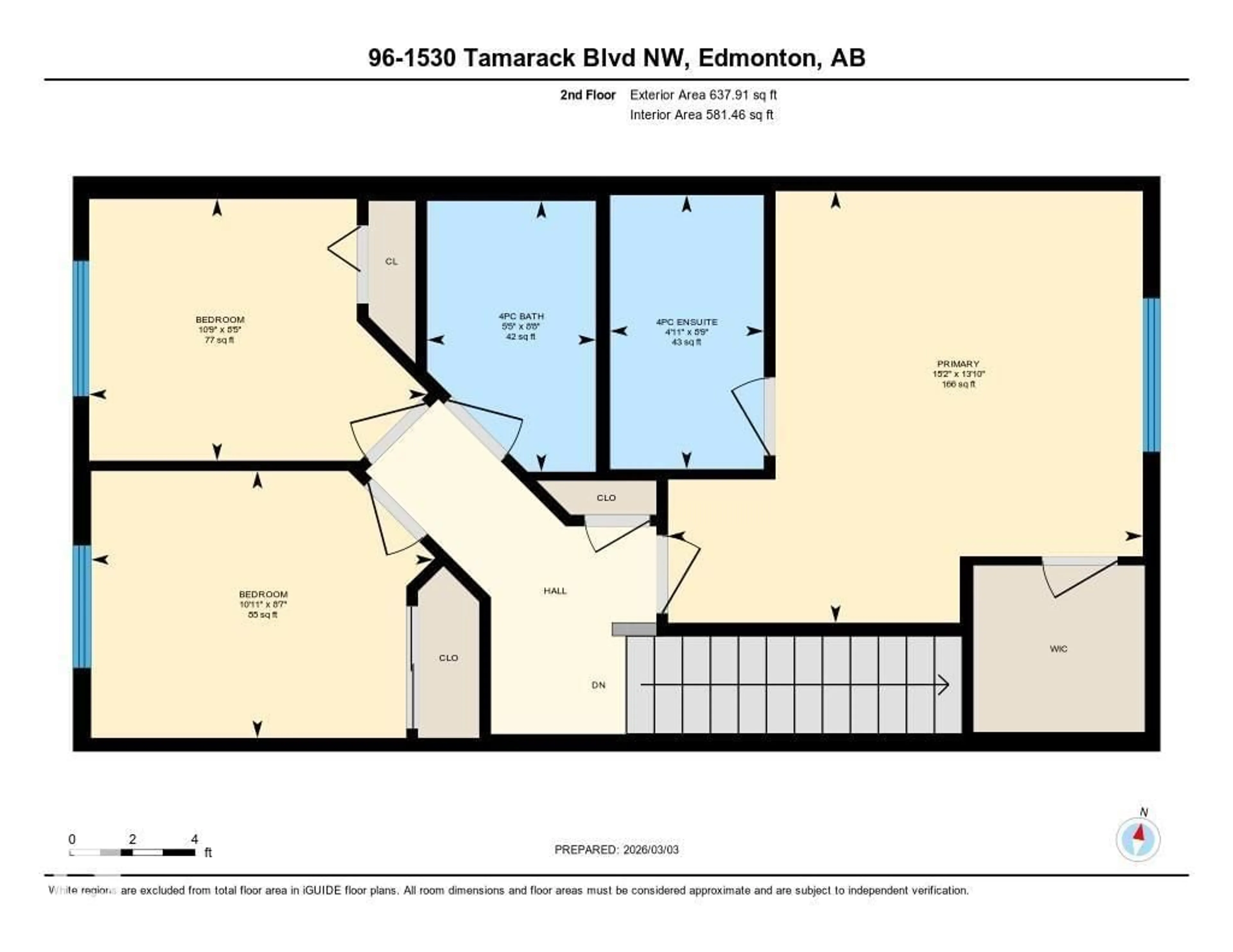 Floor plan for 1530 - 96 TAMARACK BV, Edmonton Alberta T6T2E6