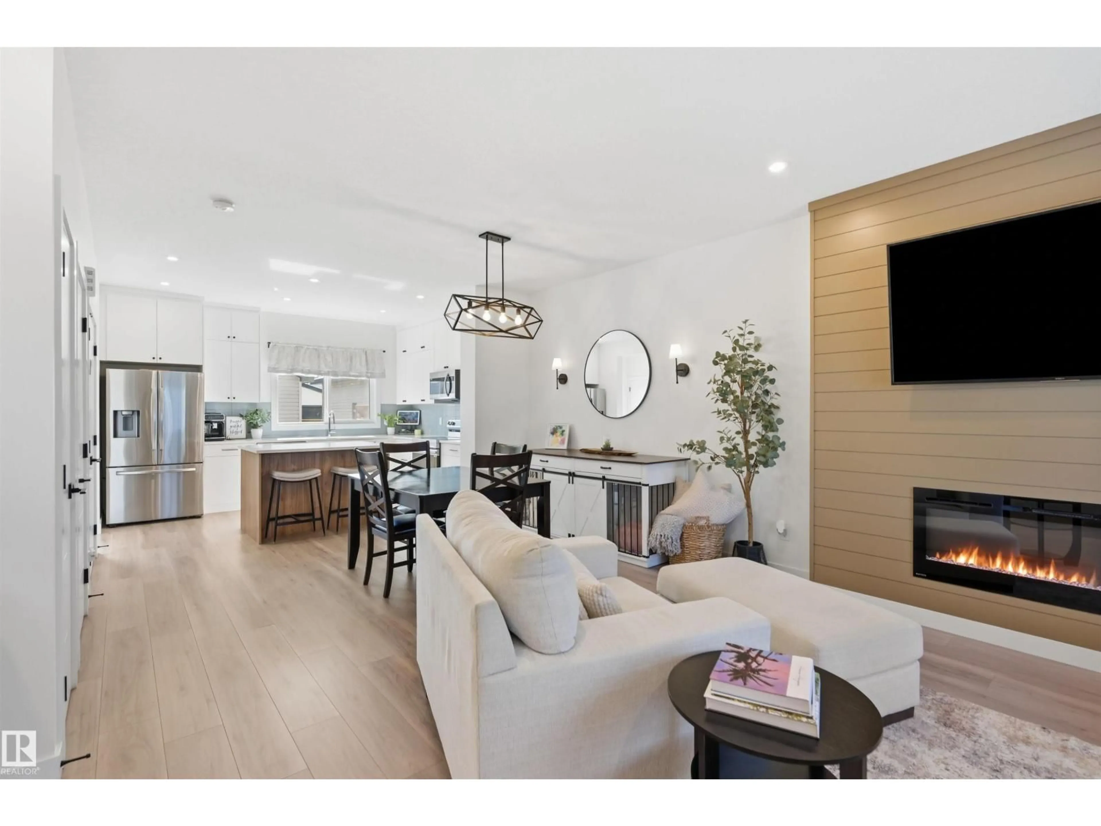 Open concept kitchen, wood/laminate floor for 73 WILTREE TC, Fort Saskatchewan Alberta T8L0X6