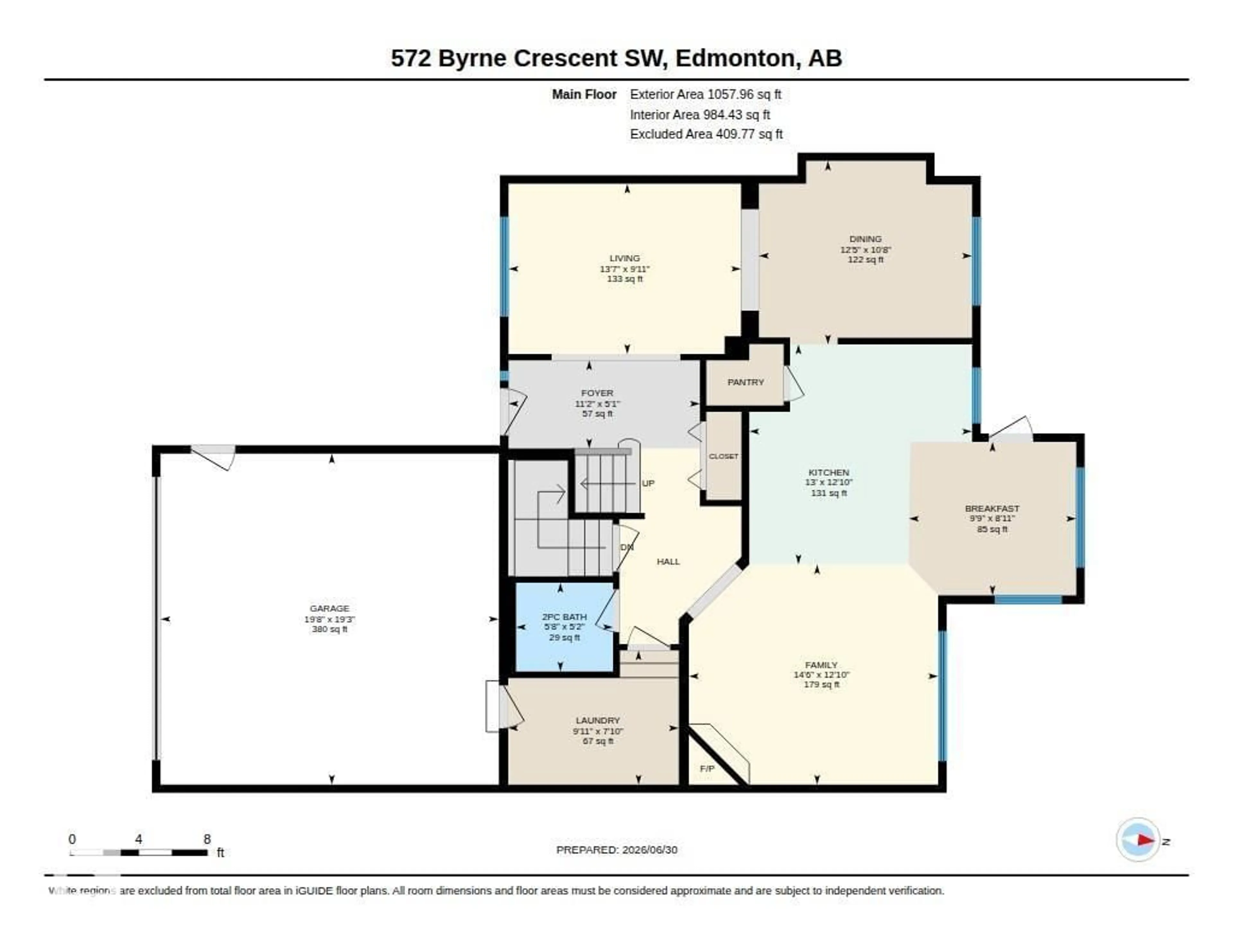 Floor plan for 572 BYRNE CR, Edmonton Alberta T6W1E7