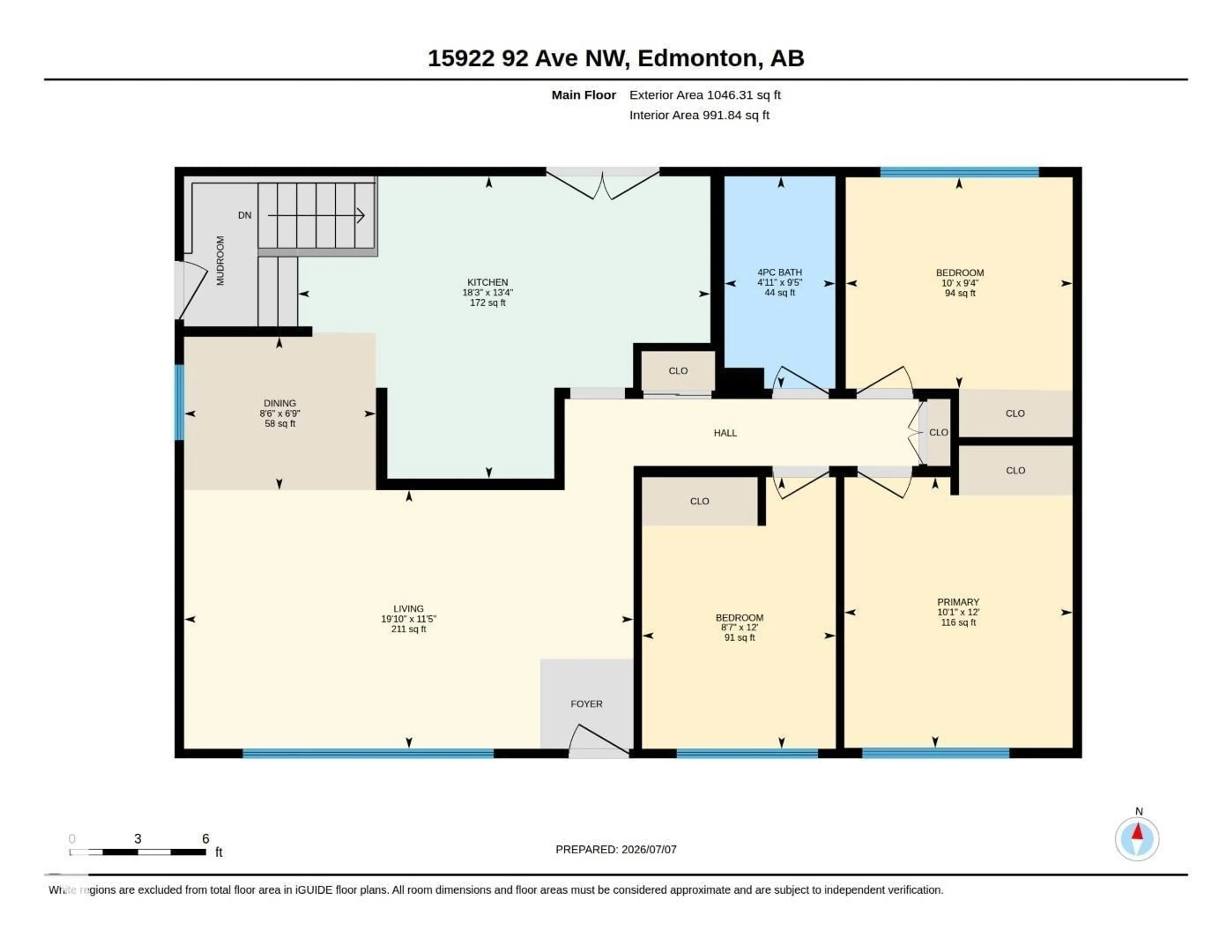 Floor plan for 15922 92 AV, Edmonton Alberta T5R5C6