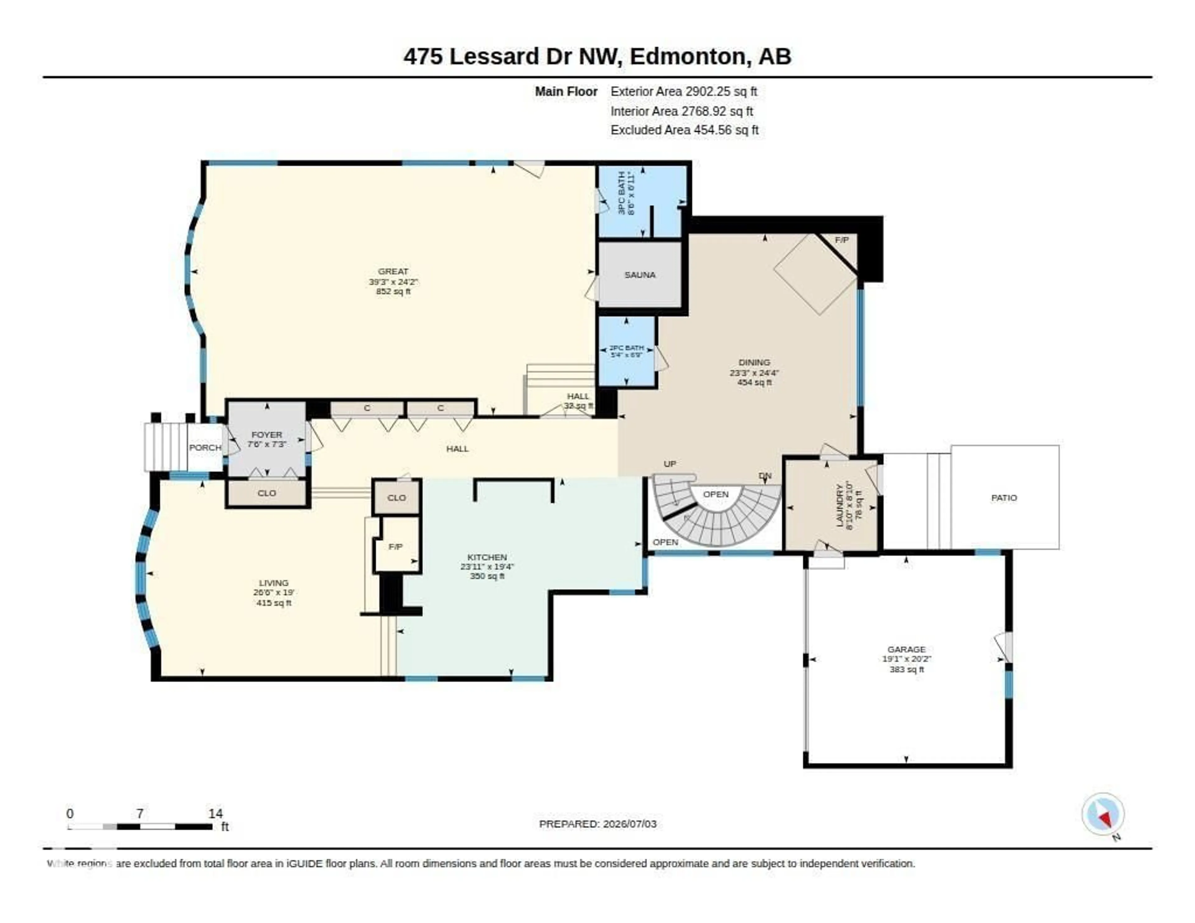 Floor plan for 475 LESSARD DR, Edmonton Alberta T6M1B7