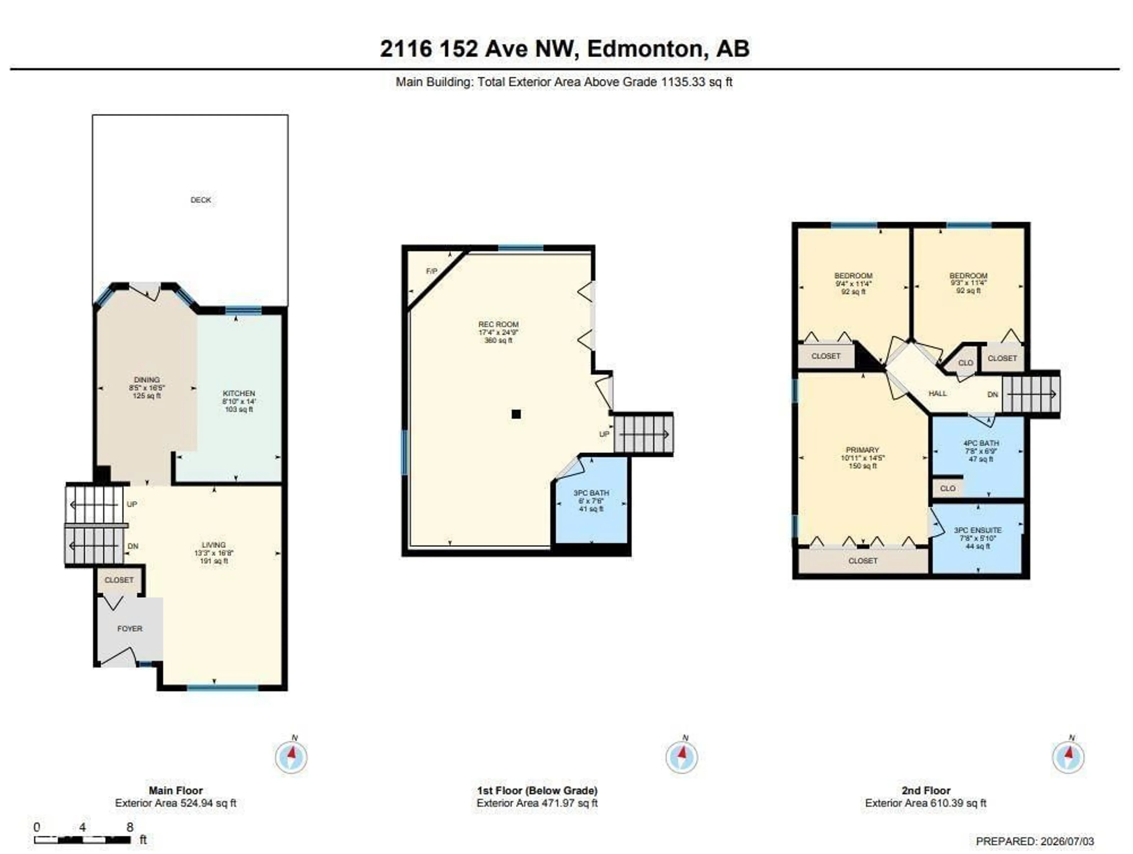 Floor plan for 2116 152 AV, Edmonton Alberta T5Y2R6