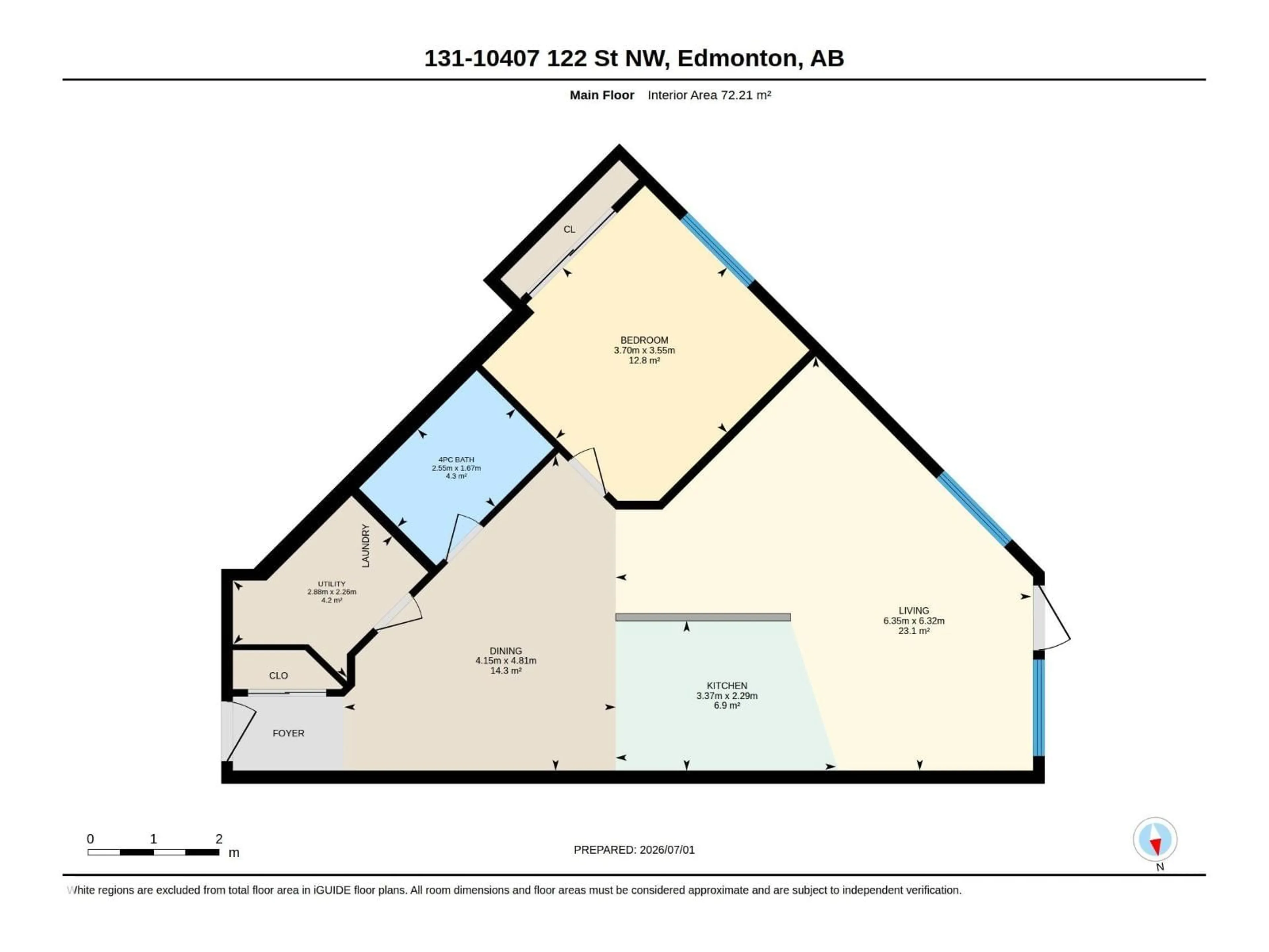 Floor plan for 131 - 10407 122 ST, Edmonton Alberta T5N4B8