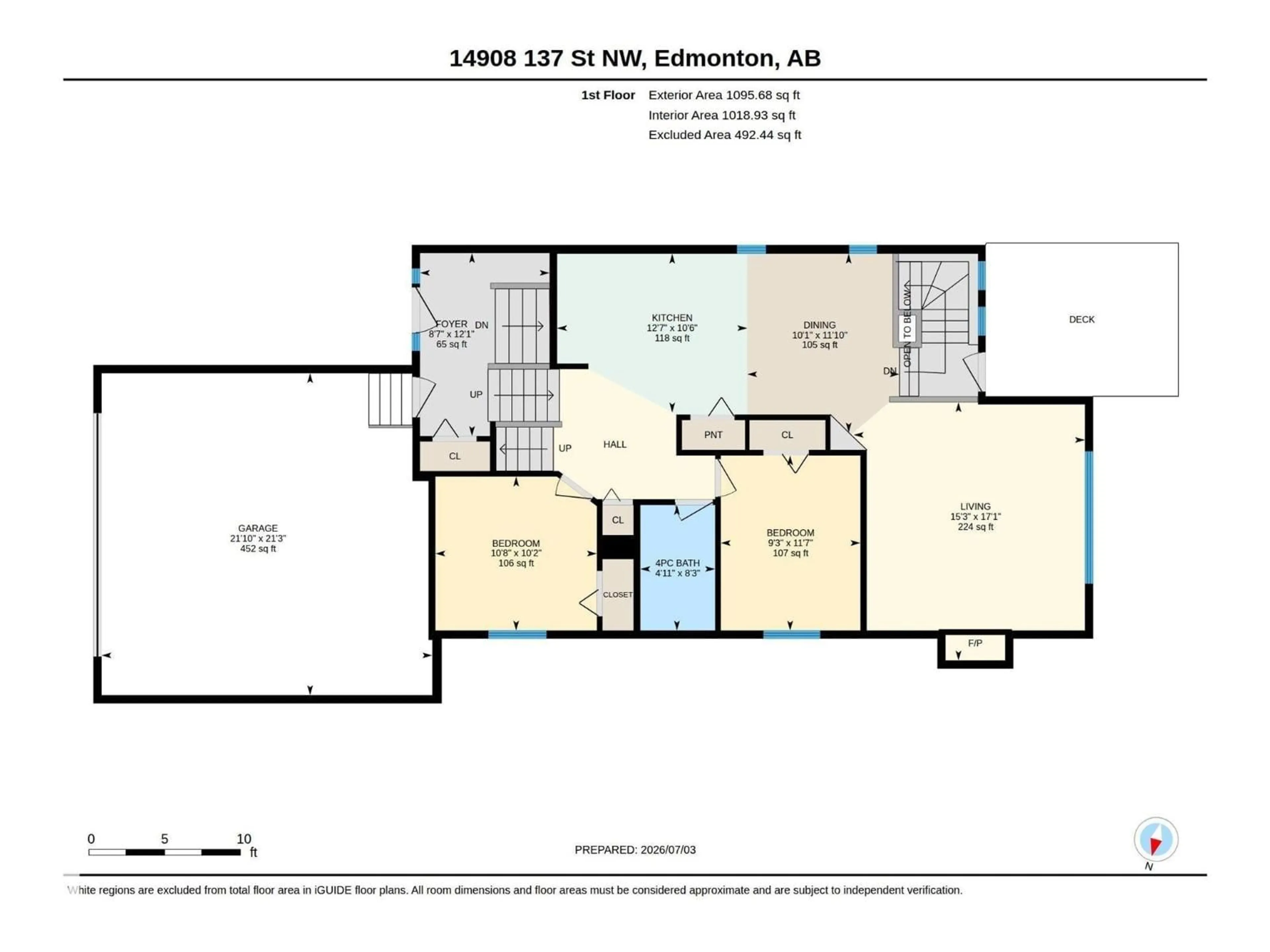 Floor plan for 14908 137 ST, Edmonton Alberta T6V1R2