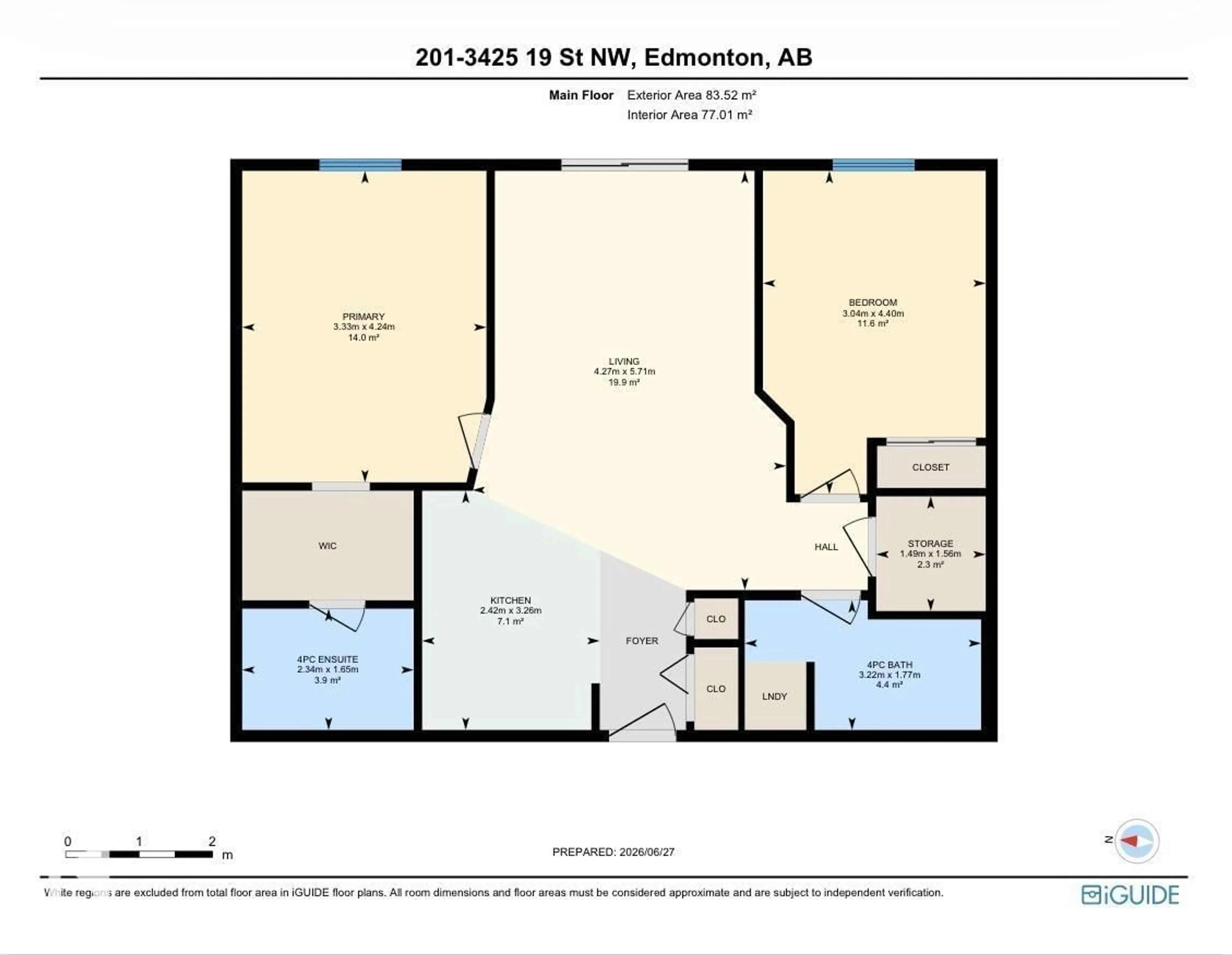 Floor plan for NW - 3425 19 ST, Edmonton Alberta T6T2B5