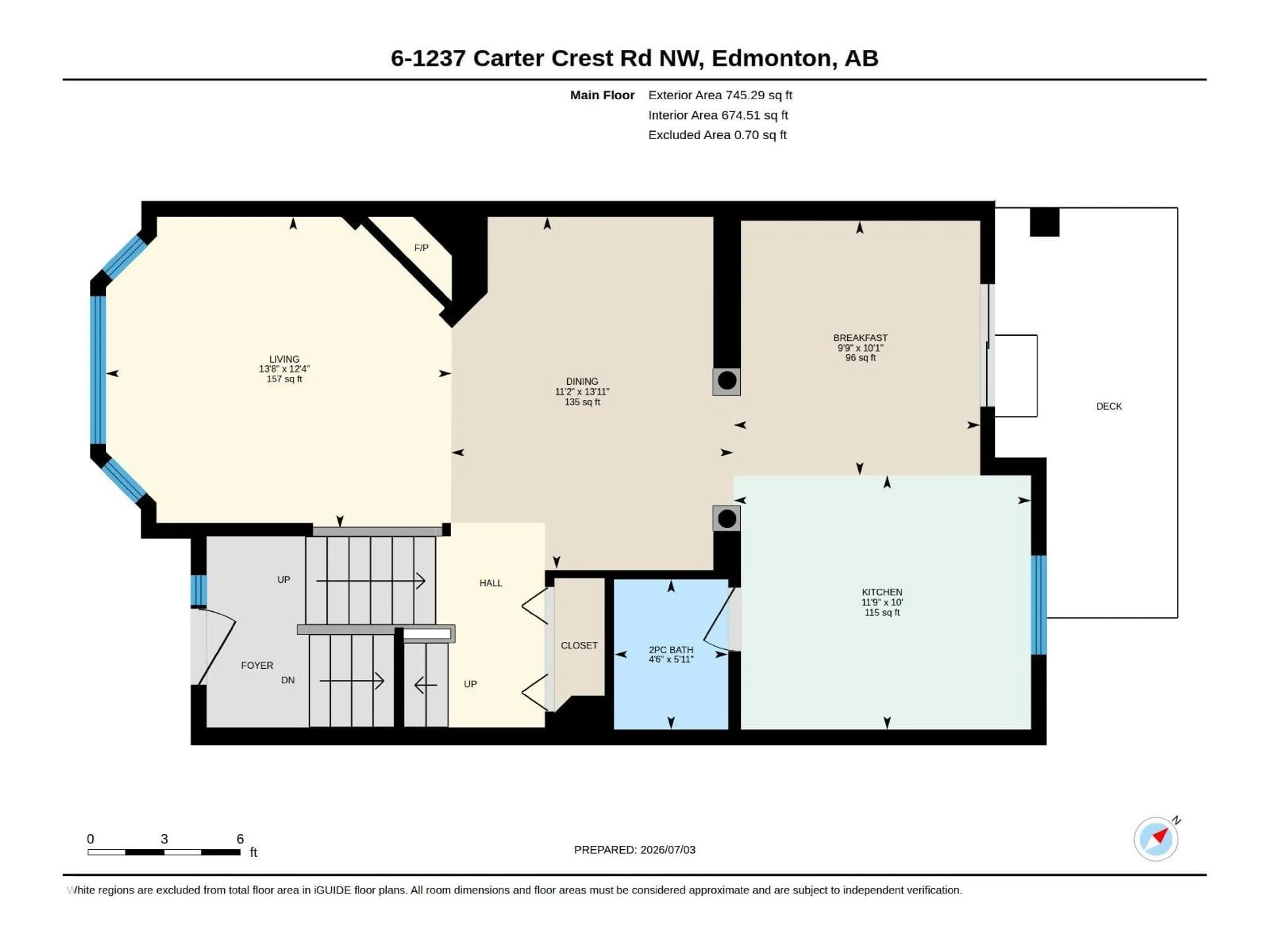 Floor plan for #6 - 1237 CARTER CREST RD, Edmonton Alberta T6R2R2