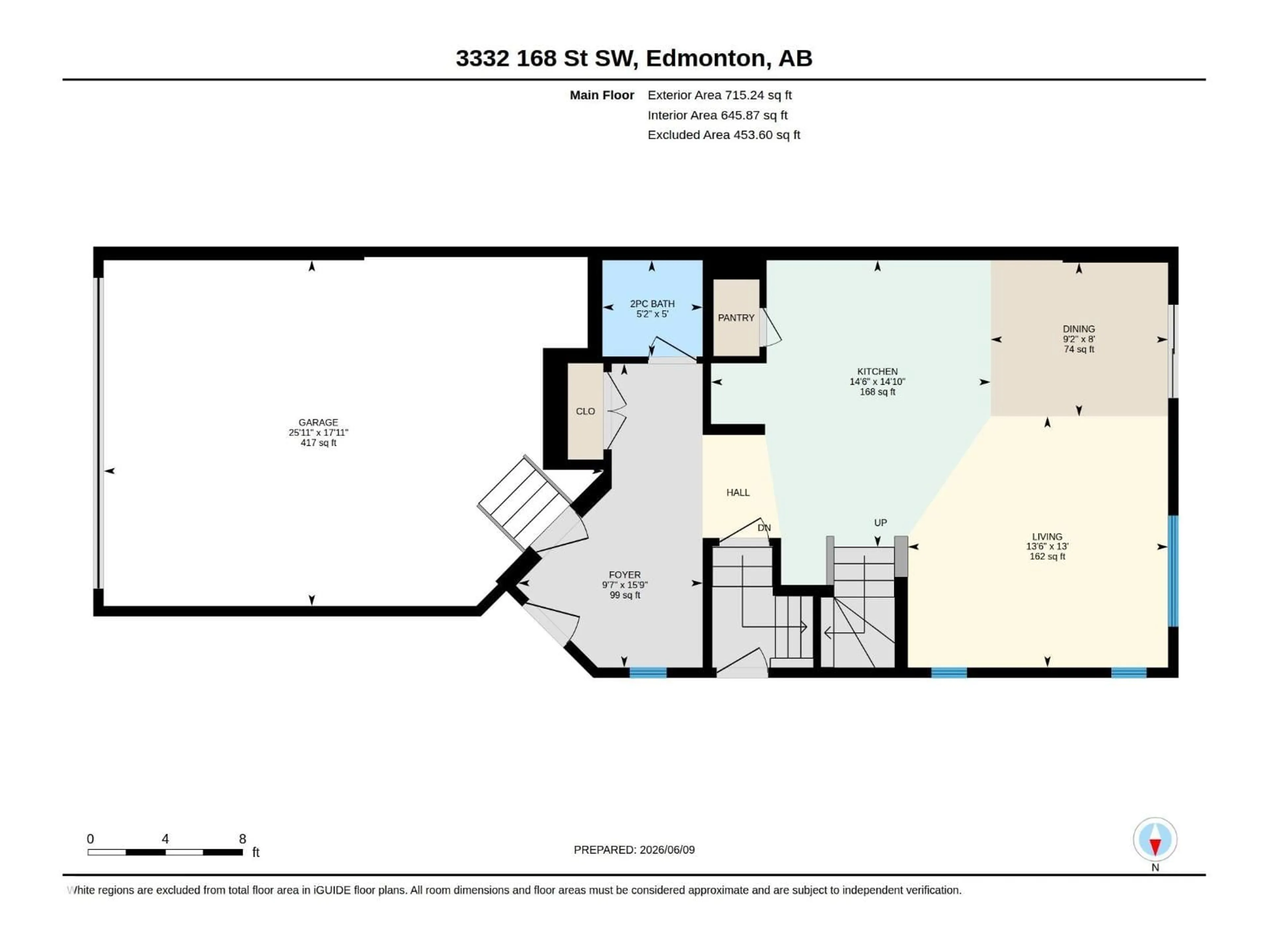 Floor plan for SW - 3332 168 ST, Edmonton Alberta T6W5M2