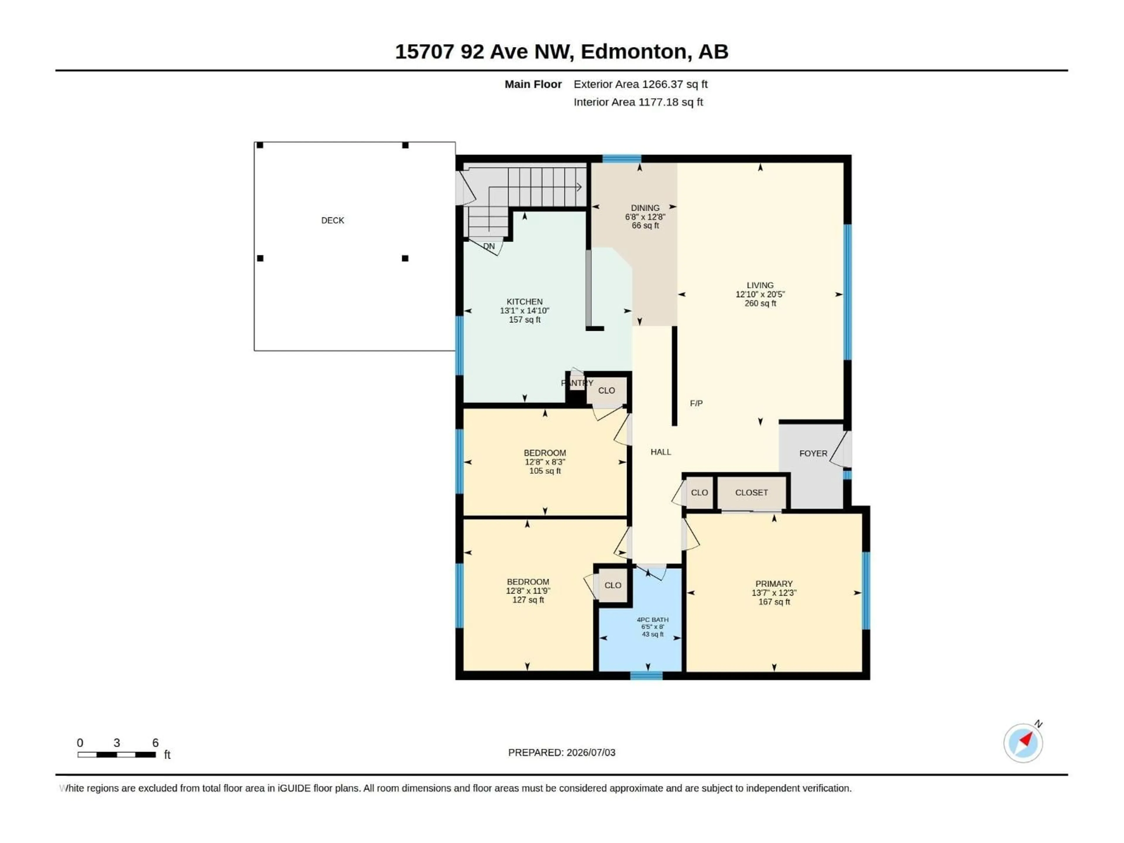 Floor plan for 15707 92 AV, Edmonton Alberta T5R5C5