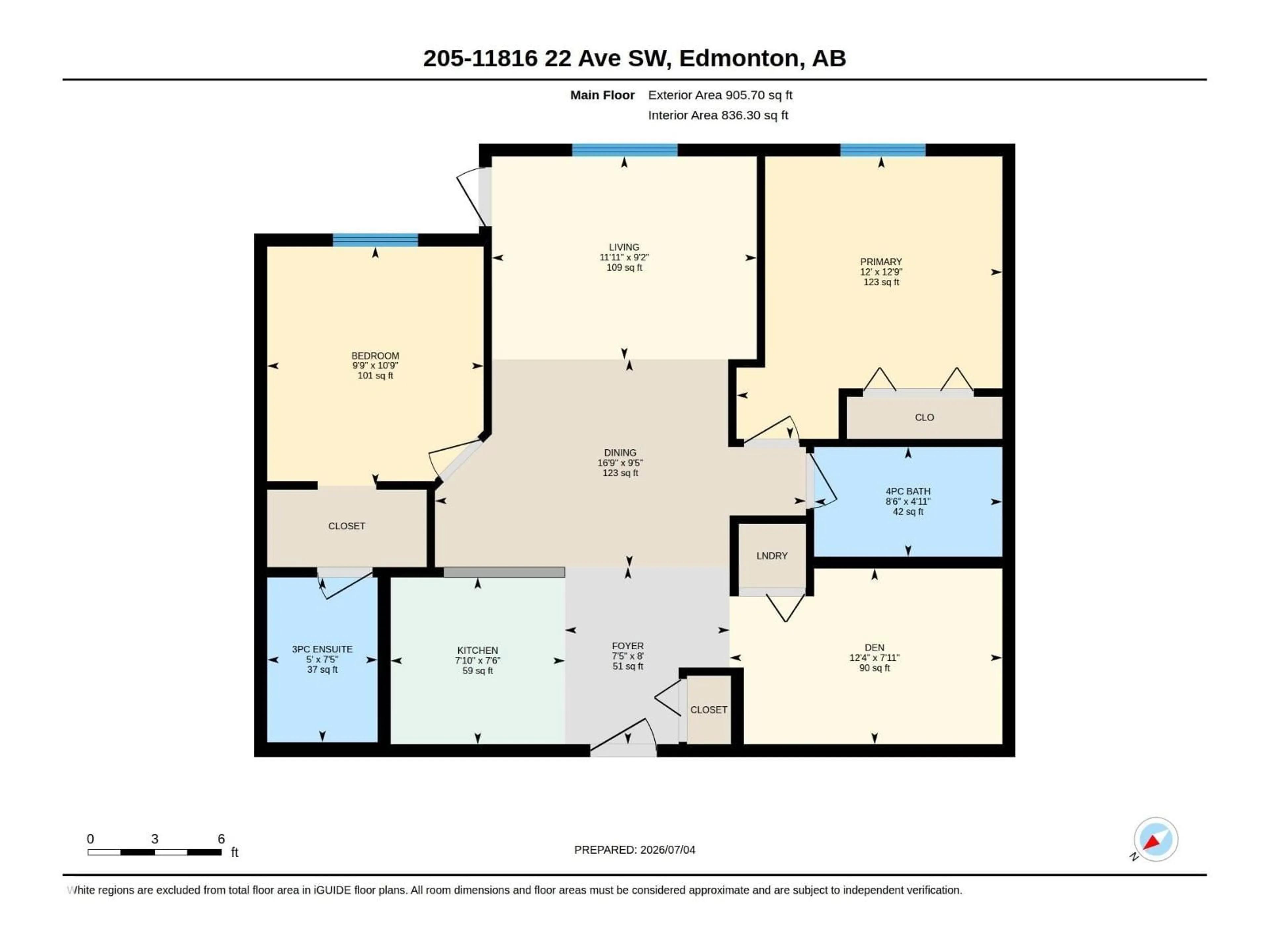 Floor plan for 205 - 11816 22 AV, Edmonton Alberta T6W2A2