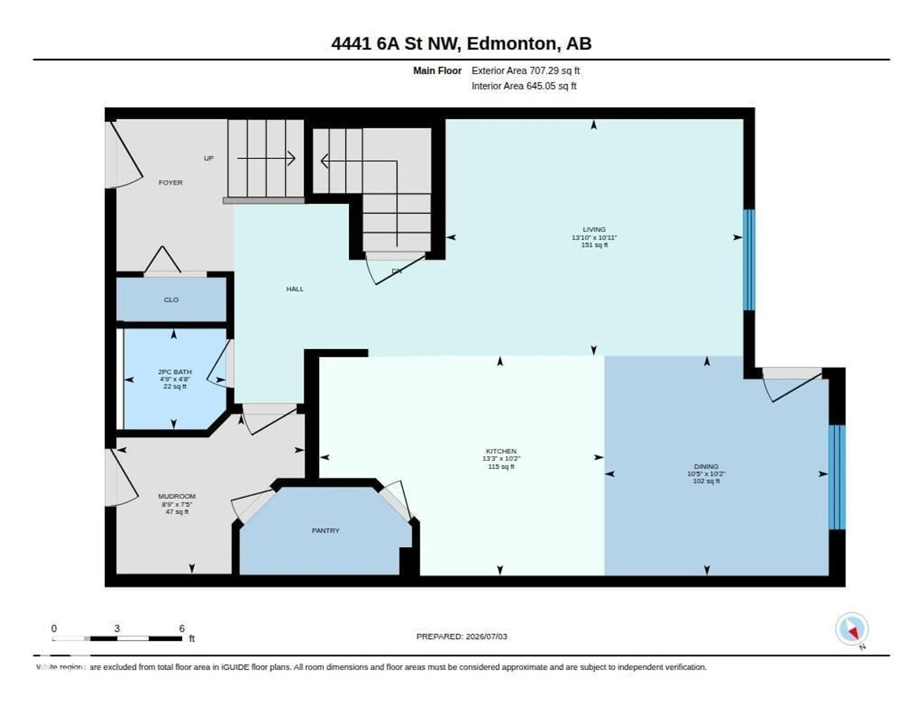 Floor plan for 4441 6A ST, Edmonton Alberta T6T0Z7