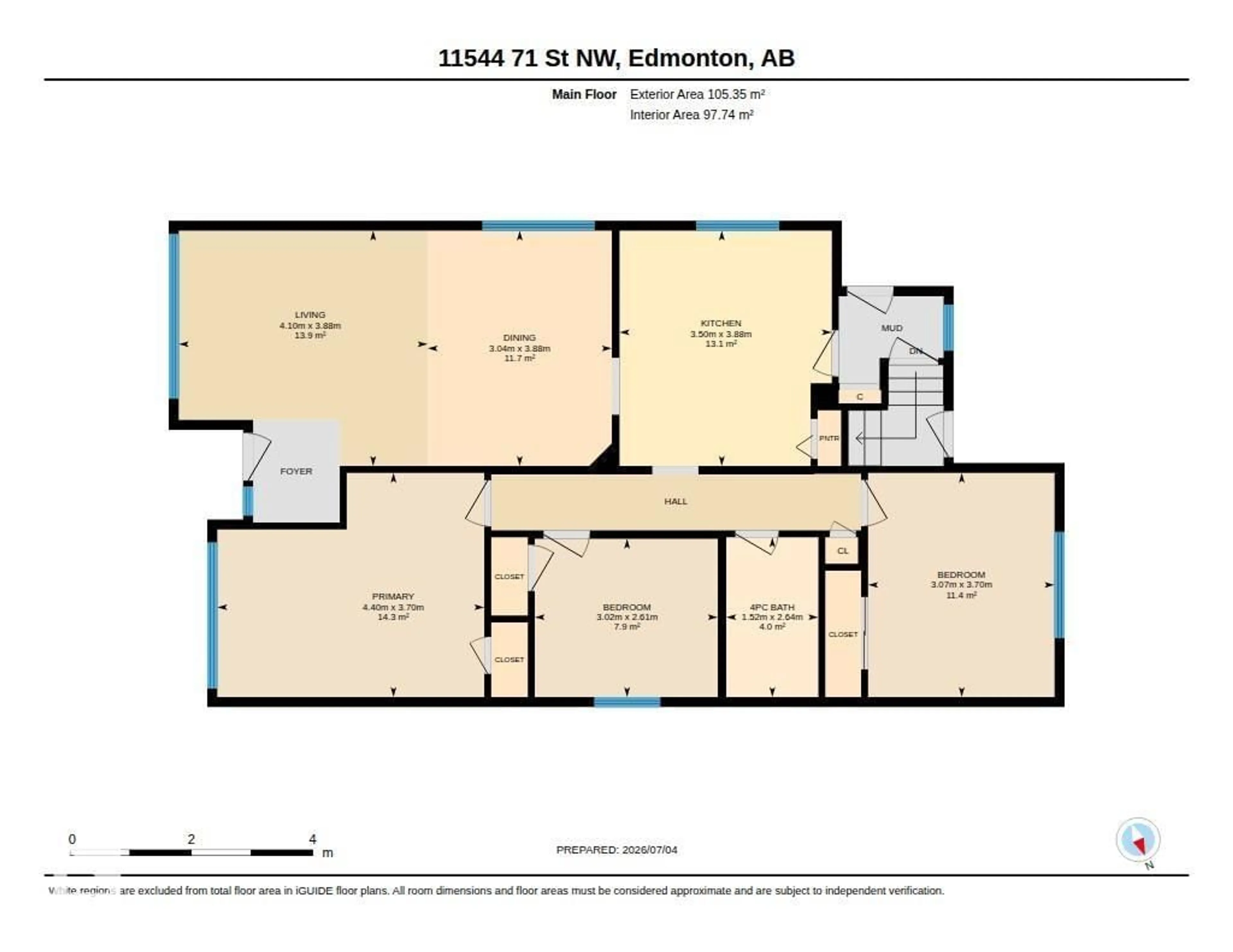 Floor plan for 11544 71 ST, Edmonton Alberta T5B1V9