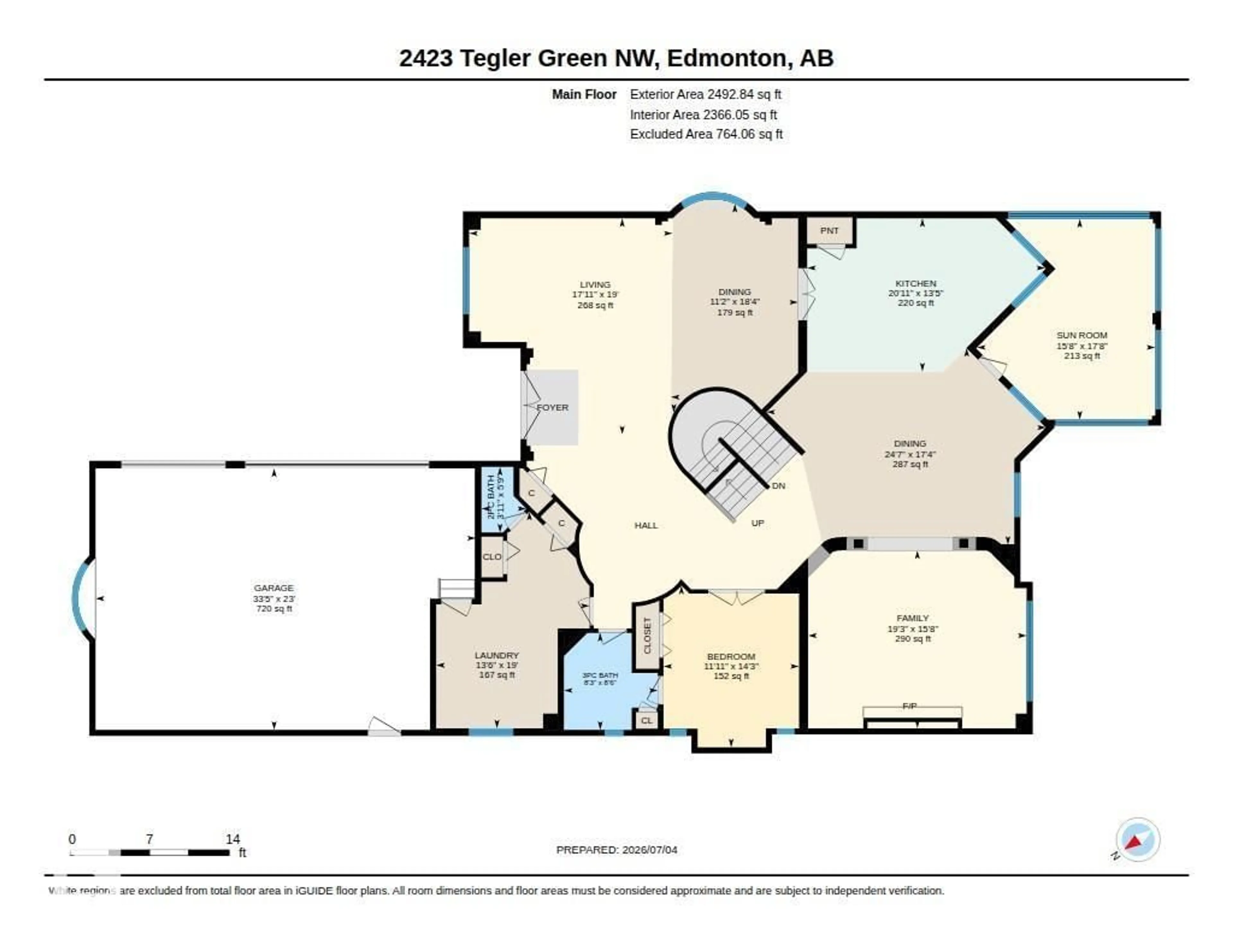 Floor plan for 2423 TEGLER GR, Edmonton Alberta T6R3K2