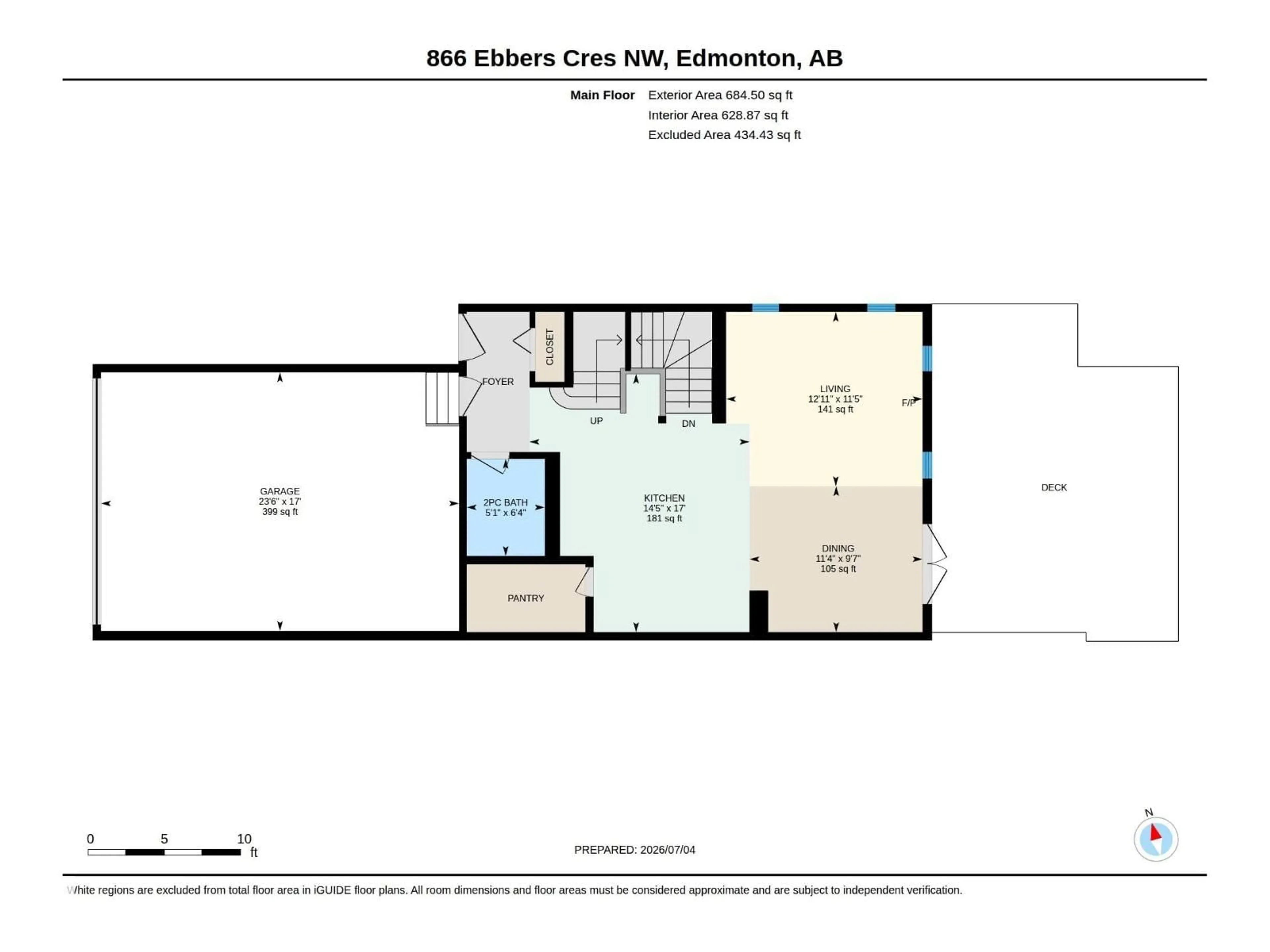 Floor plan for 866 EBBERS CR, Edmonton Alberta T5Y3V2