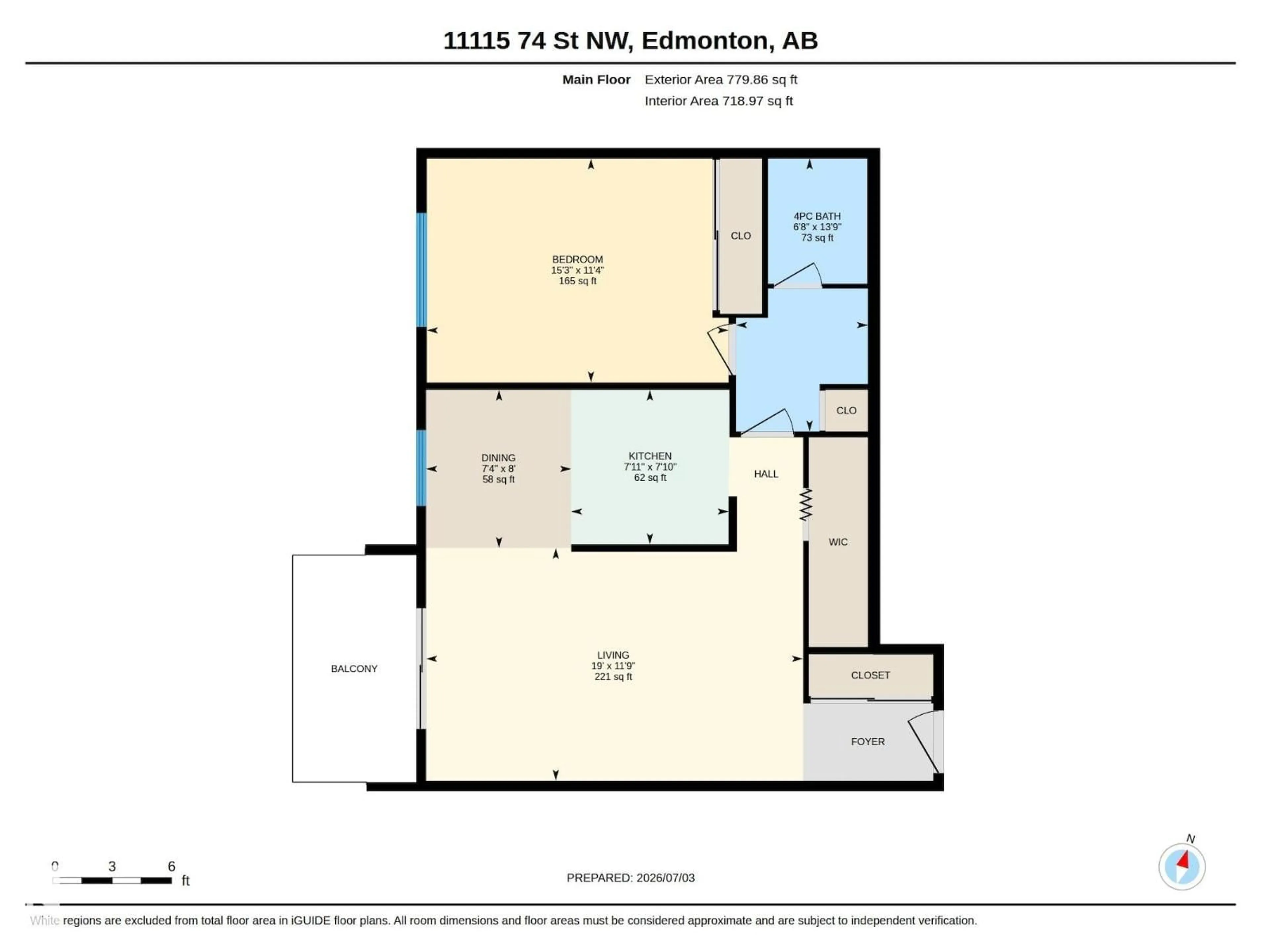 Floor plan for #403 - 11115 74 ST, Edmonton Alberta T5B4S4