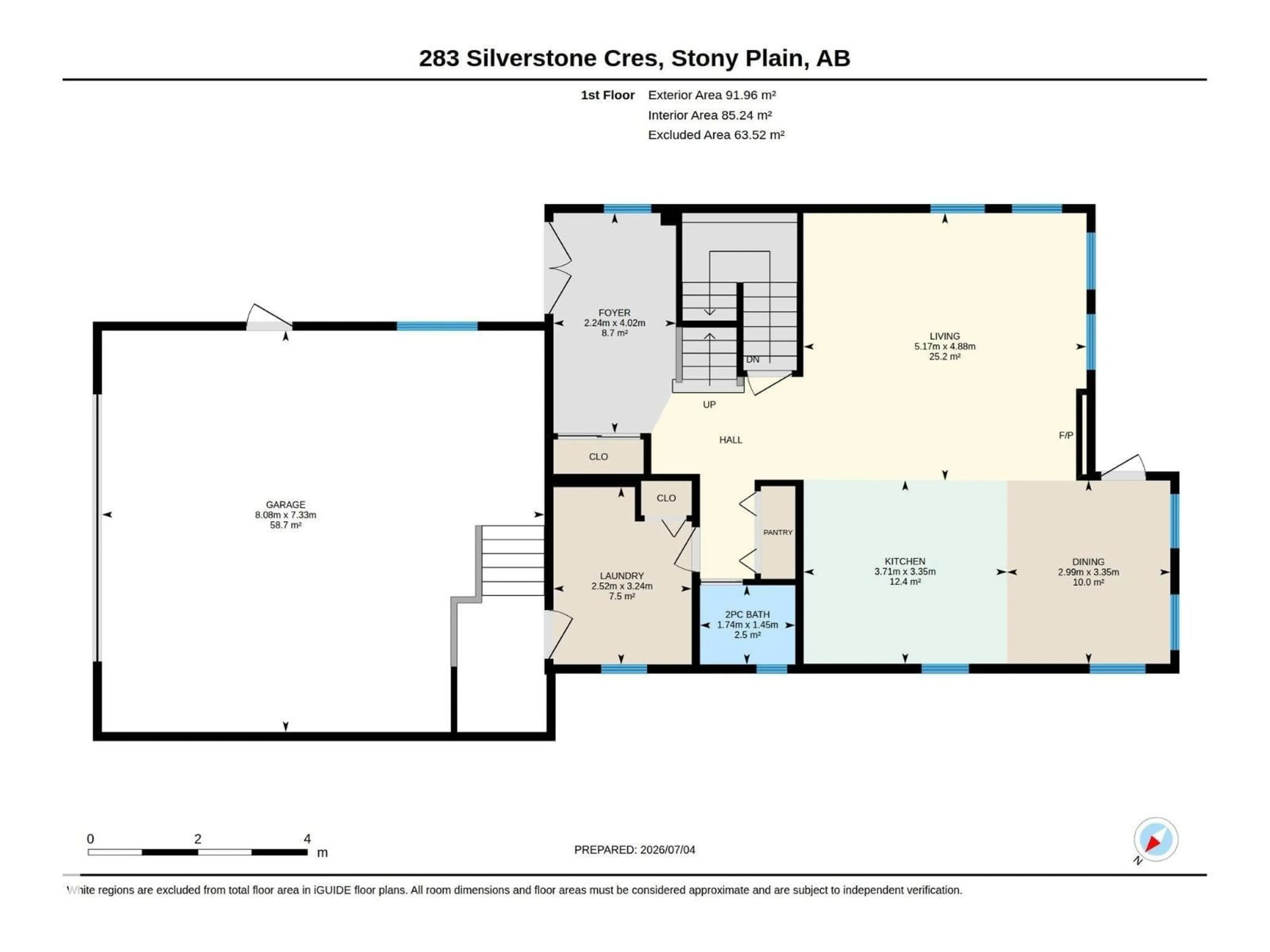 Floor plan for 283 SILVERSTONE CR, Stony Plain Alberta T7Z0E8