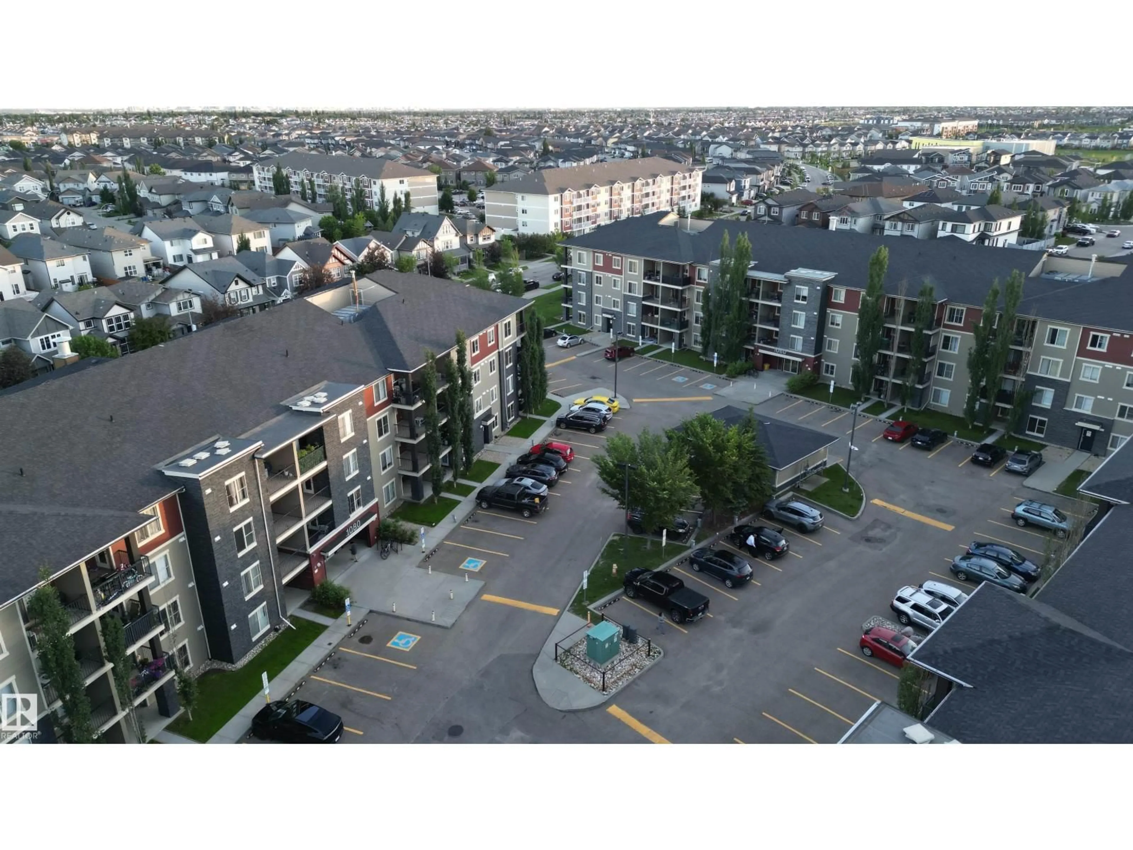 A pic from outside/outdoor area/front of a property/back of a property/a pic from drone, city buildings view from balcony for 114 - 1080 MCCONACHIE BV, Edmonton Alberta T5Y0X2
