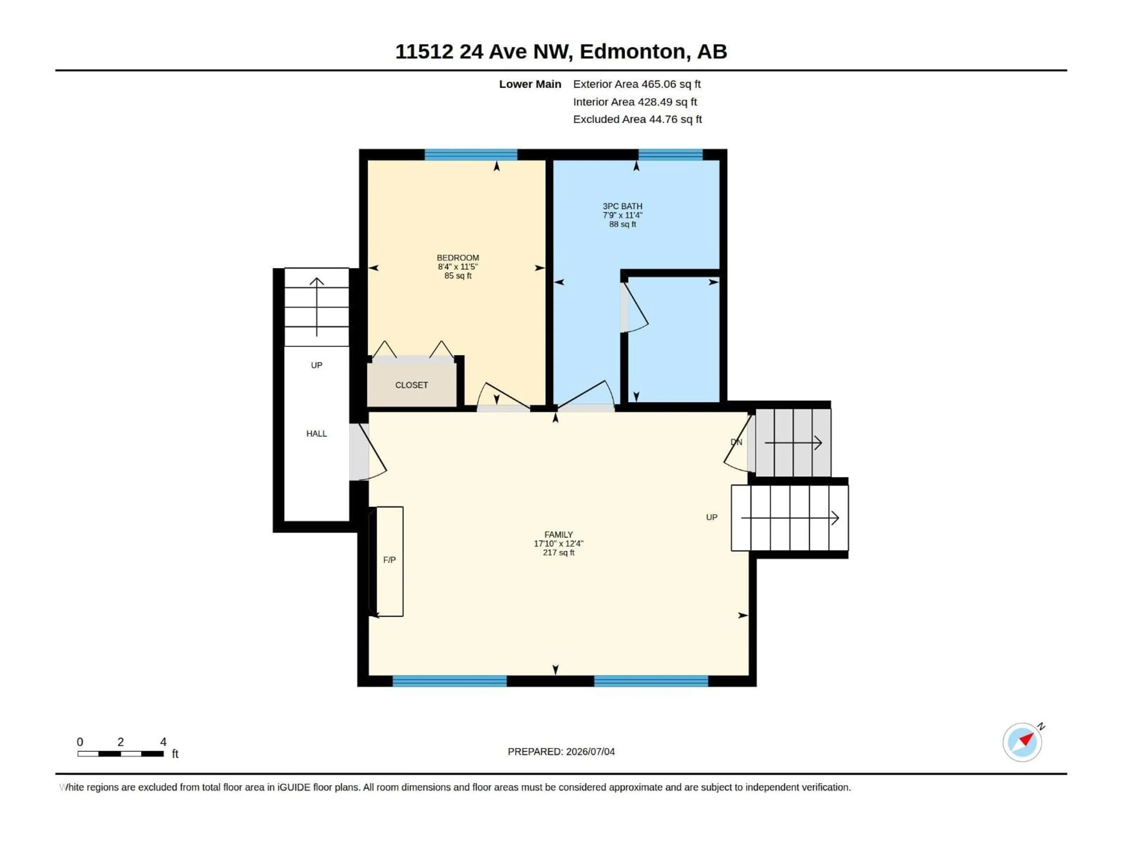 Floor plan for 11512 24 AV, Edmonton Alberta T6J3R7