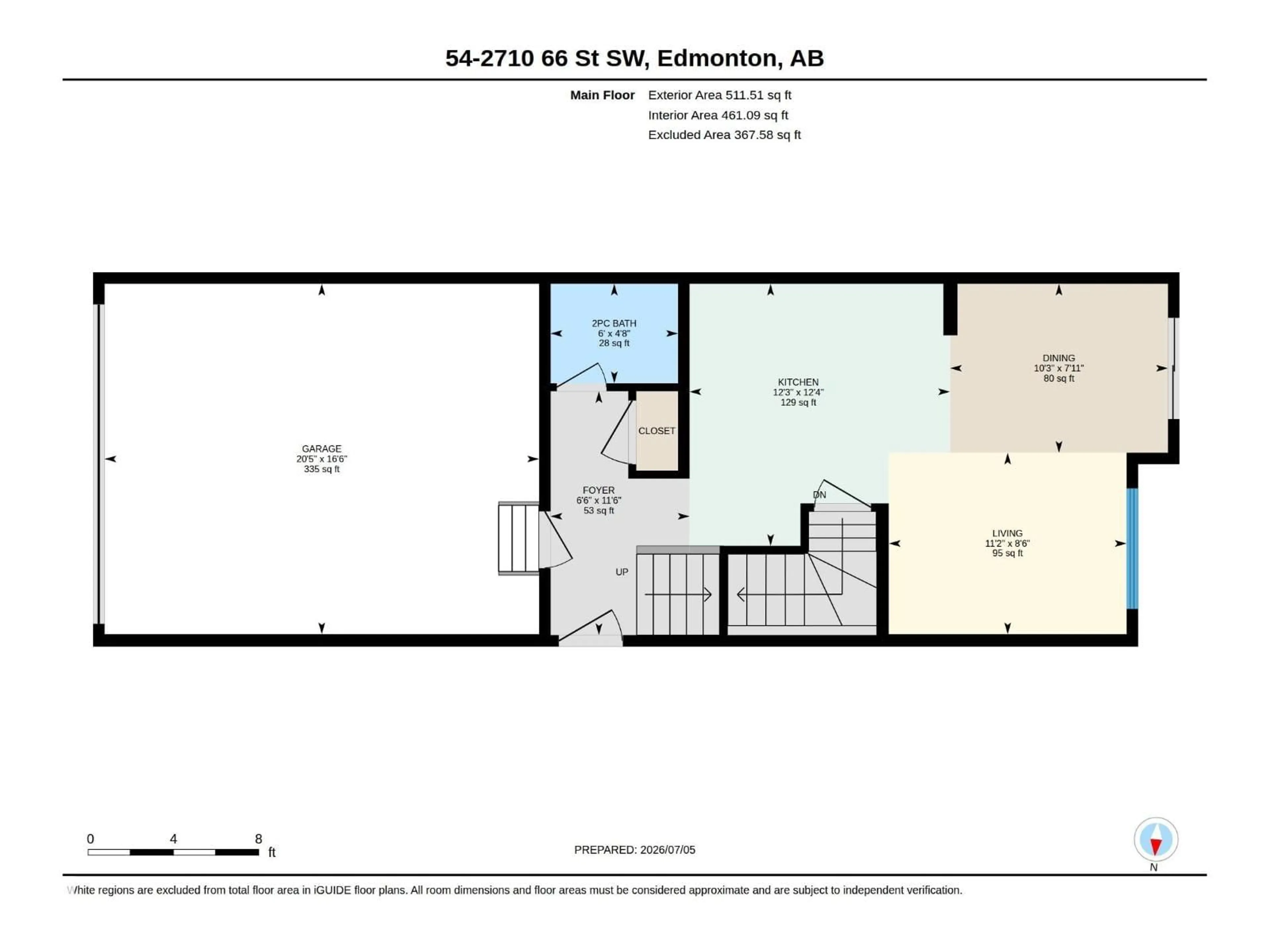 Floor plan for 54 - 2710 66 ST, Edmonton Alberta T6H3H4