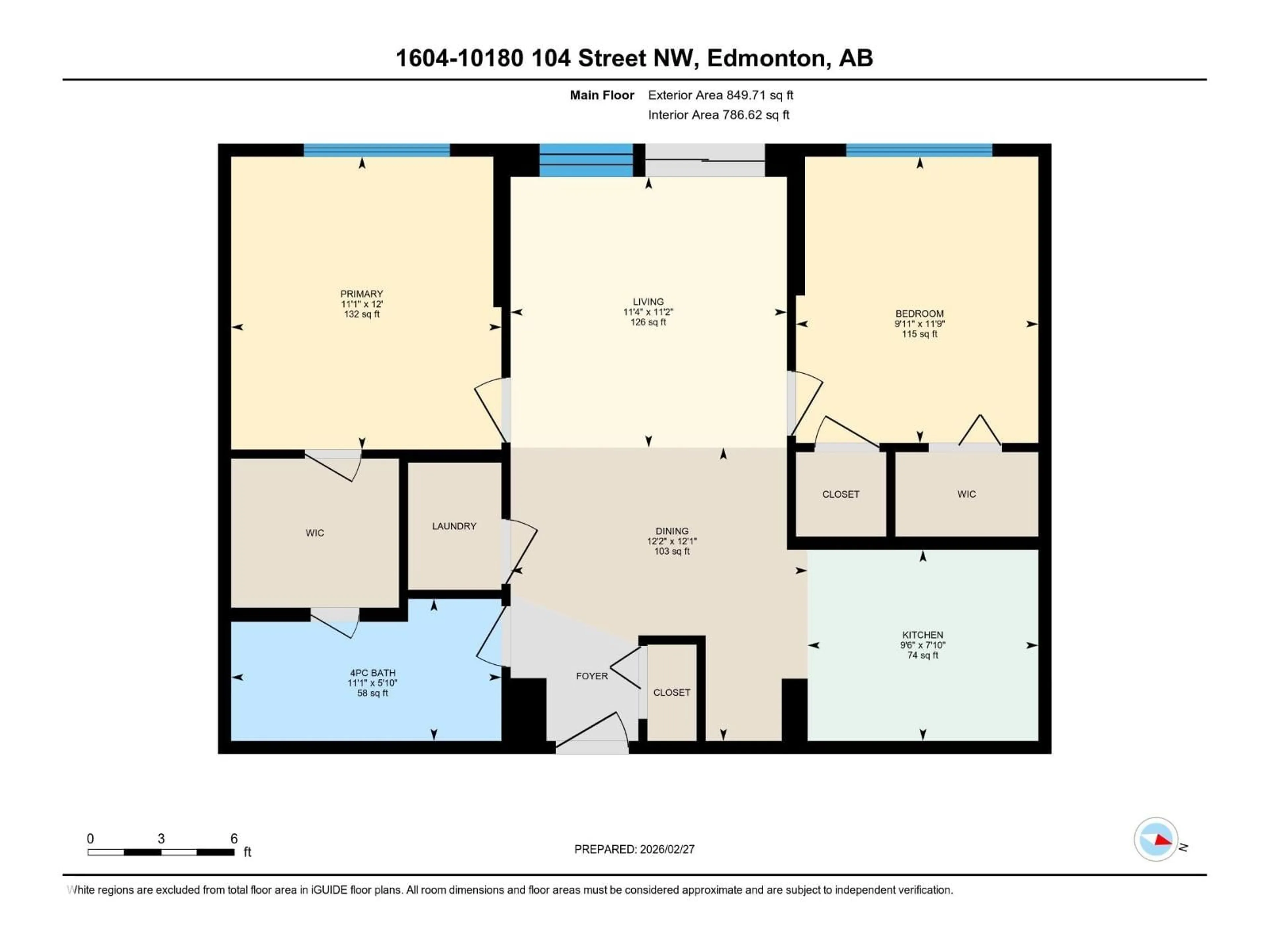 Floor plan for 10180 NW - 1604 104 ST, Edmonton Alberta T5J1A7