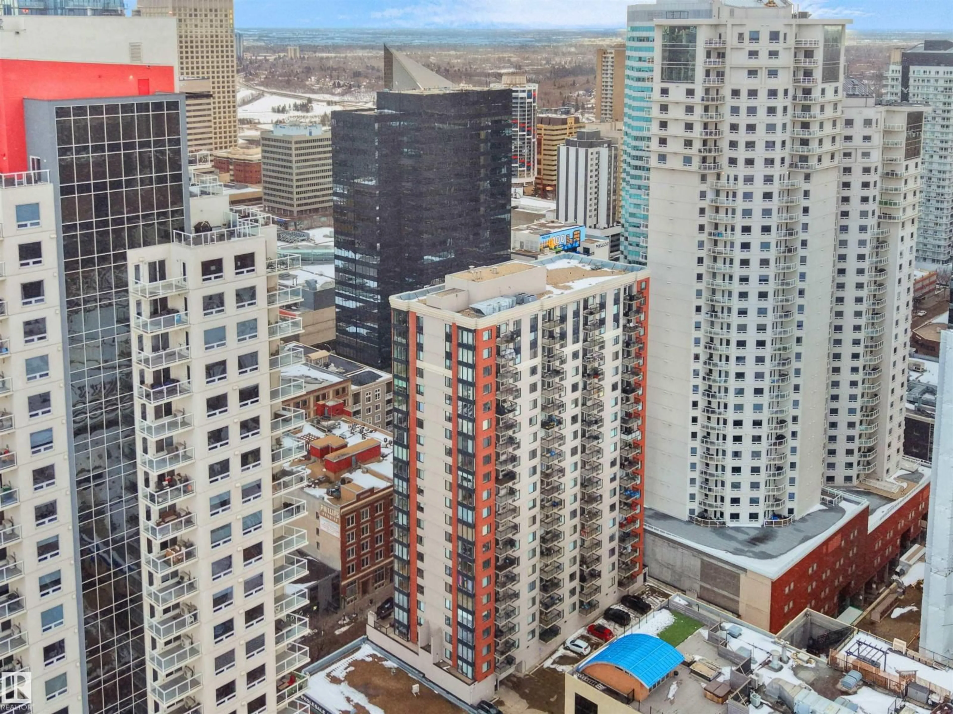 A pic from outside/outdoor area/front of a property/back of a property/a pic from drone, city buildings view from balcony for 10180 NW - 1604 104 ST, Edmonton Alberta T5J1A7