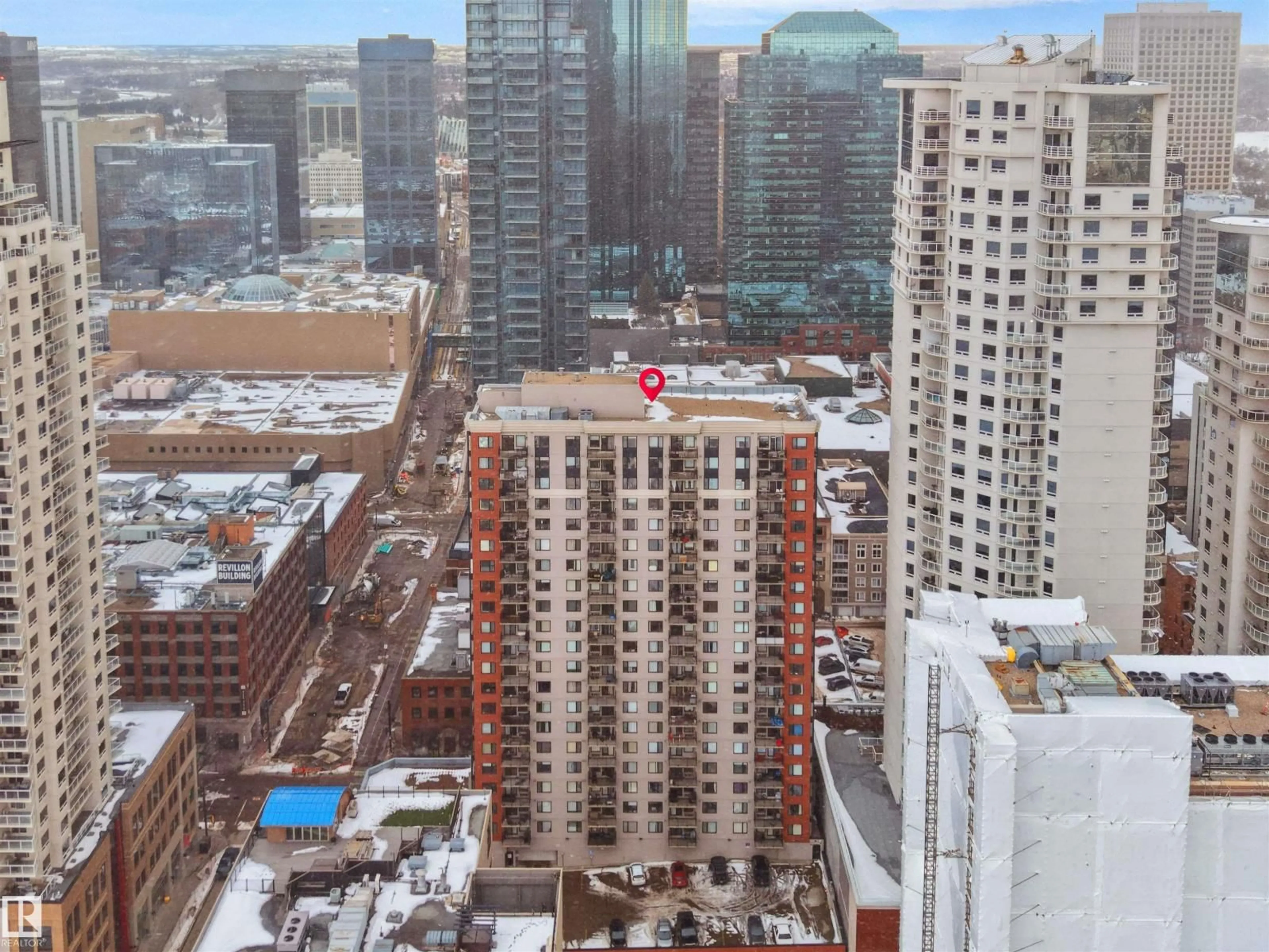 A pic from outside/outdoor area/front of a property/back of a property/a pic from drone, city buildings view from balcony for 10180 NW - 1604 104 ST, Edmonton Alberta T5J1A7