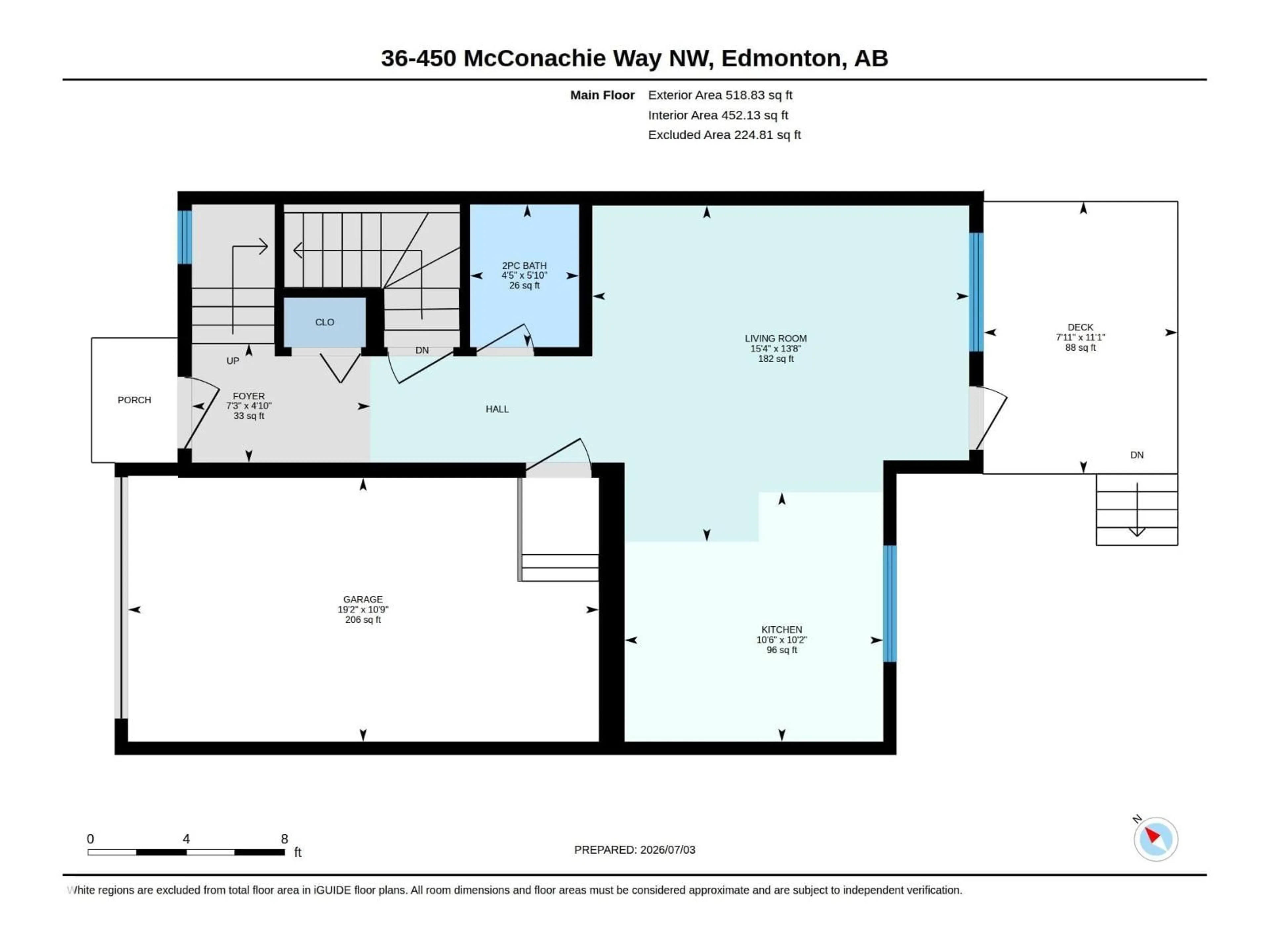 Floor plan for 36 - 450 MCCONACHIE WY, Edmonton Alberta T5Y0S8