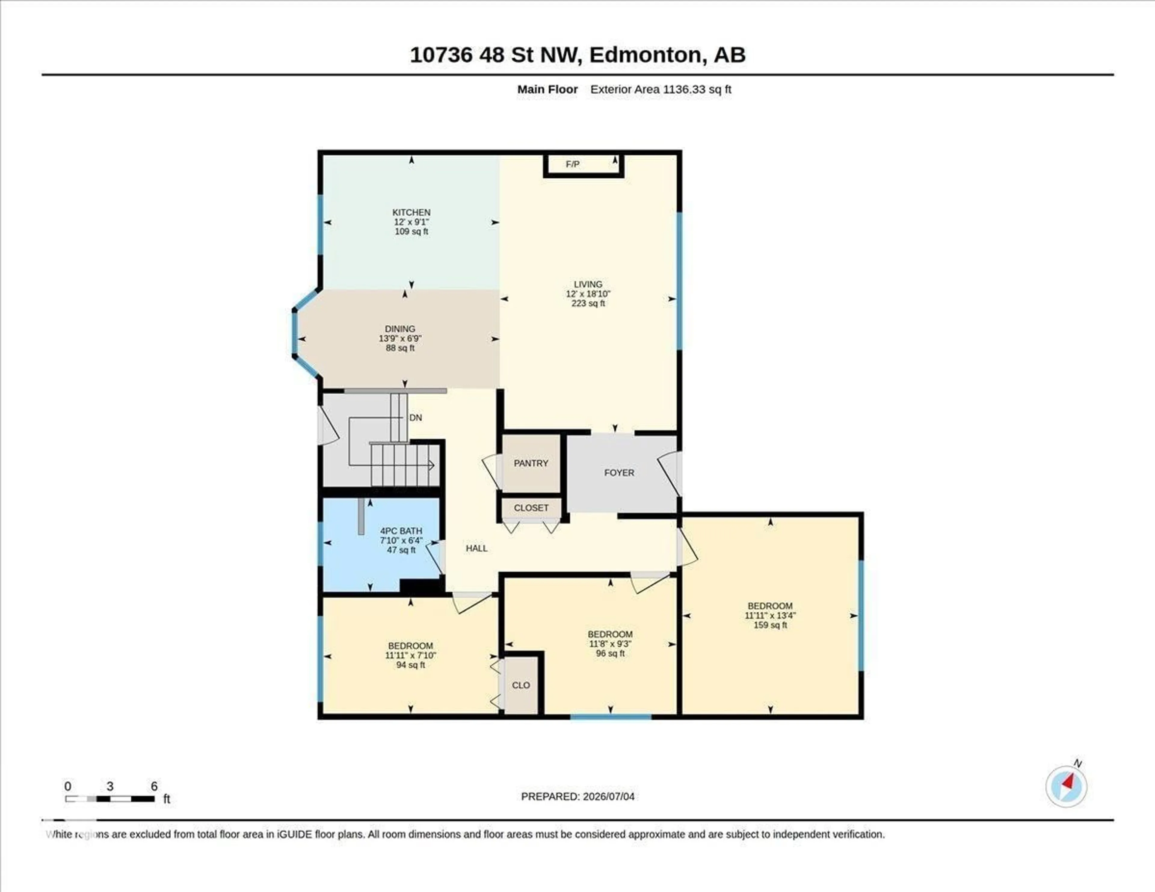 Floor plan for 10736 48 ST, Edmonton Alberta T6A2B5