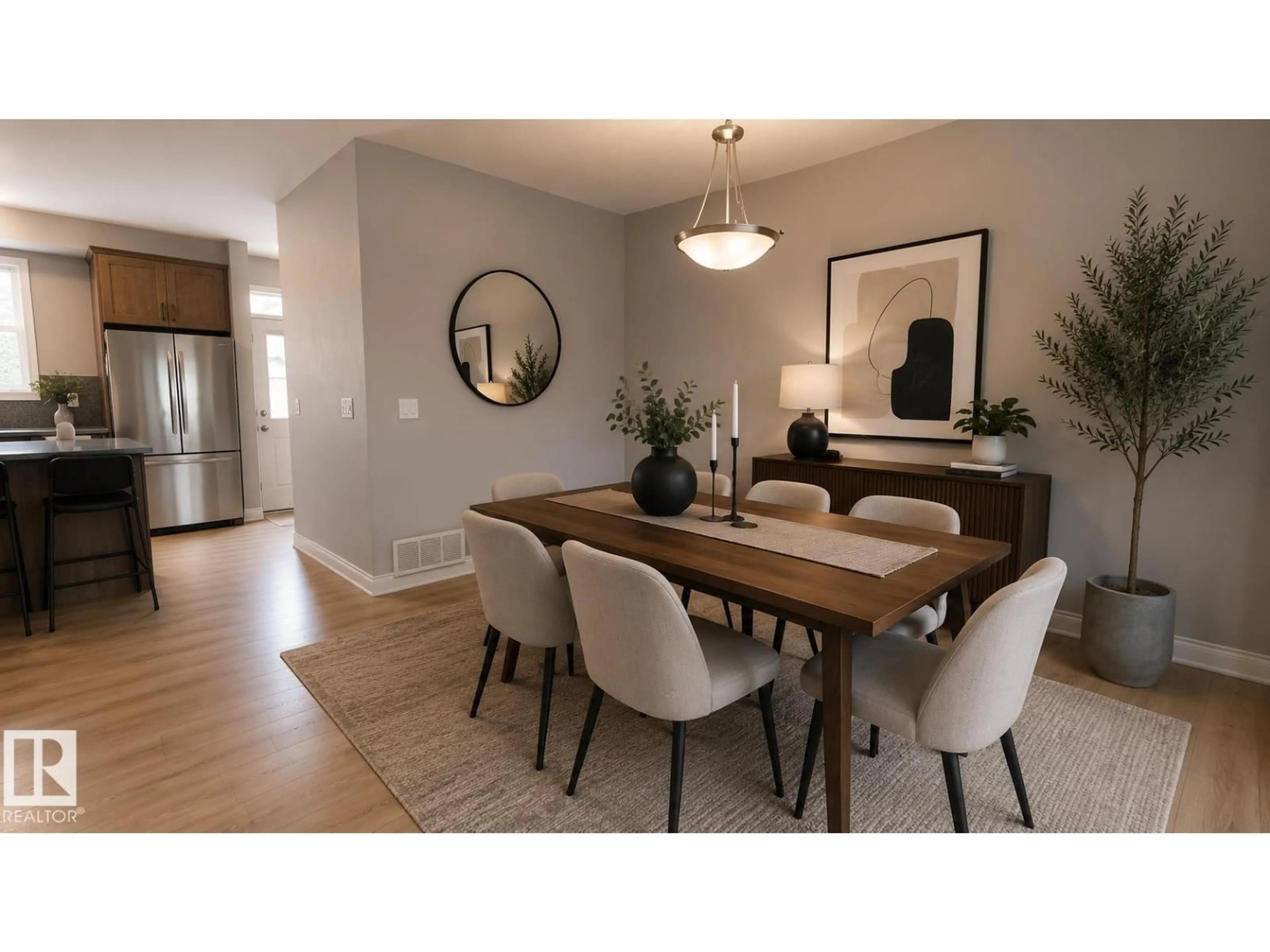 Dining room, wood/laminate floor for 8145 CHAPPELLE WY, Edmonton Alberta T6W3L7