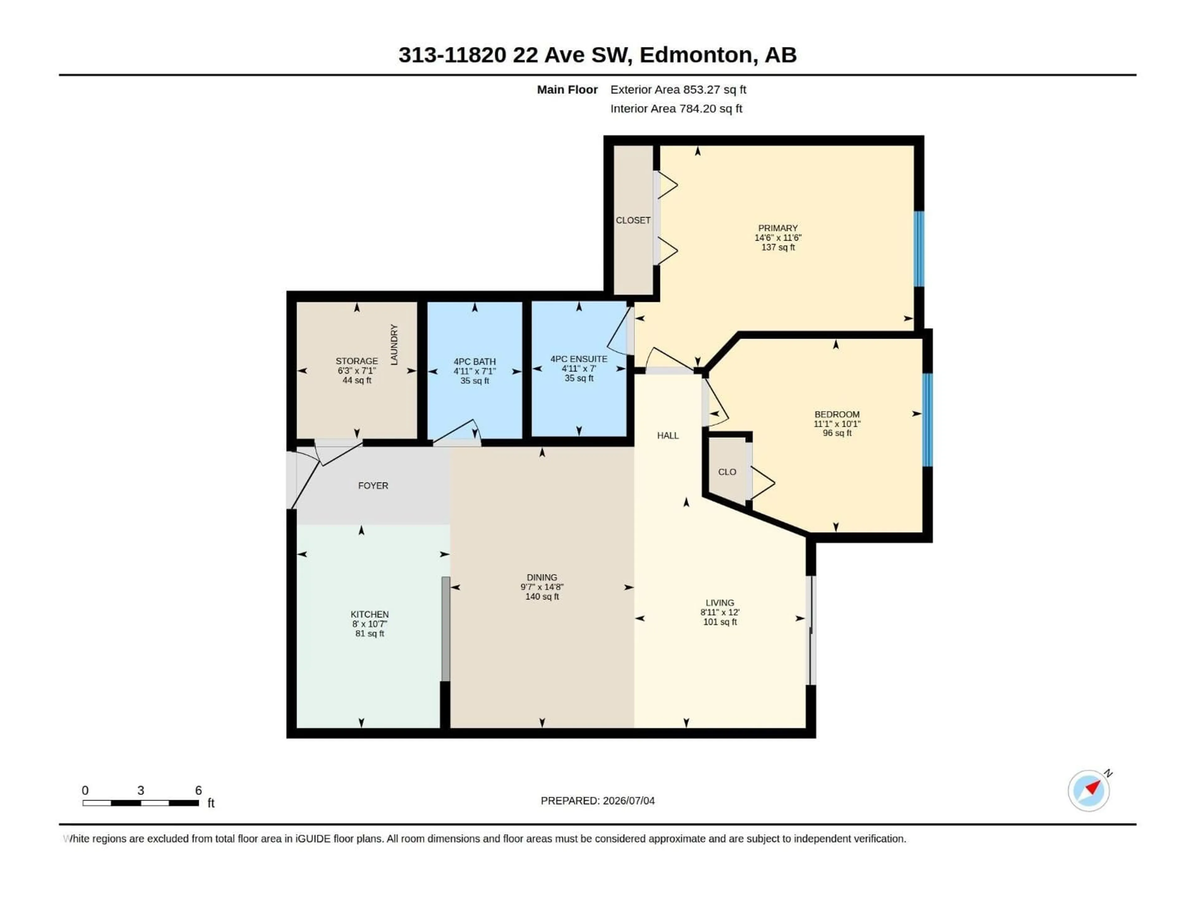 Floor plan for 313 - 11820 22 AV, Edmonton Alberta T6W2A2