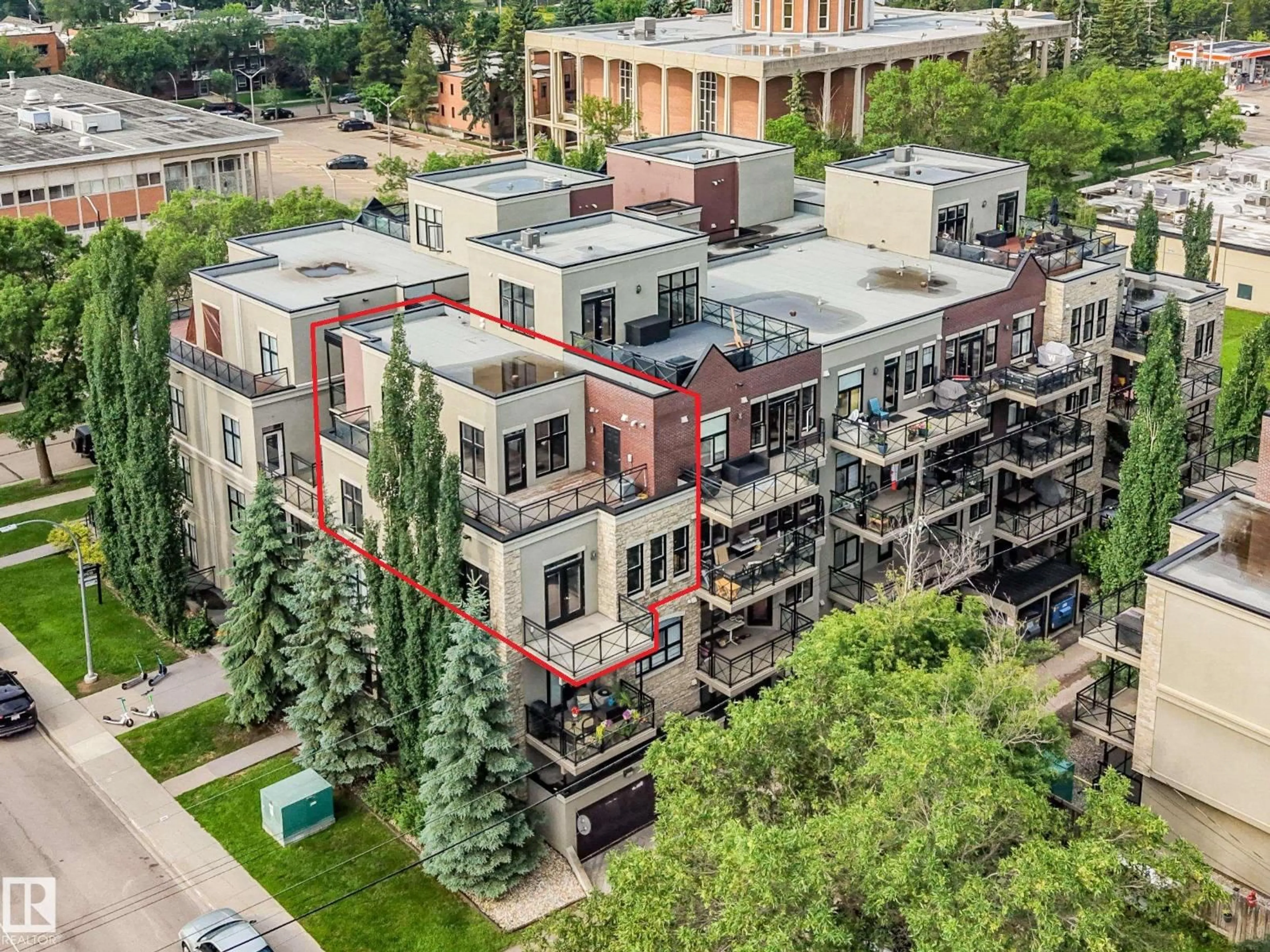 A pic from outside/outdoor area/front of a property/back of a property/a pic from drone, city buildings view from balcony for #308 - 10808 71 AV, Edmonton Alberta T6E0X7