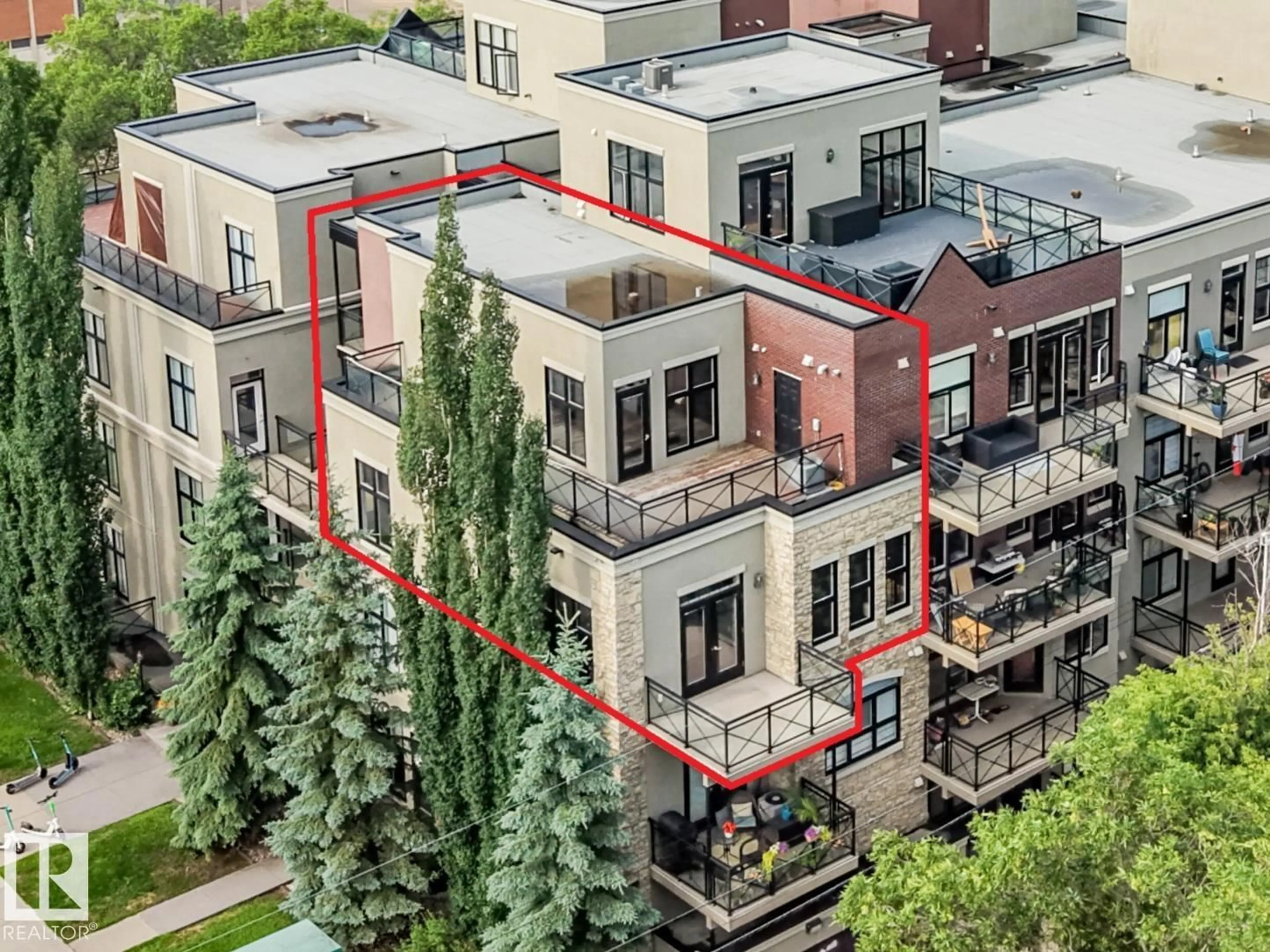 A pic from outside/outdoor area/front of a property/back of a property/a pic from drone, city buildings view from balcony for #308 - 10808 71 AV, Edmonton Alberta T6E0X7