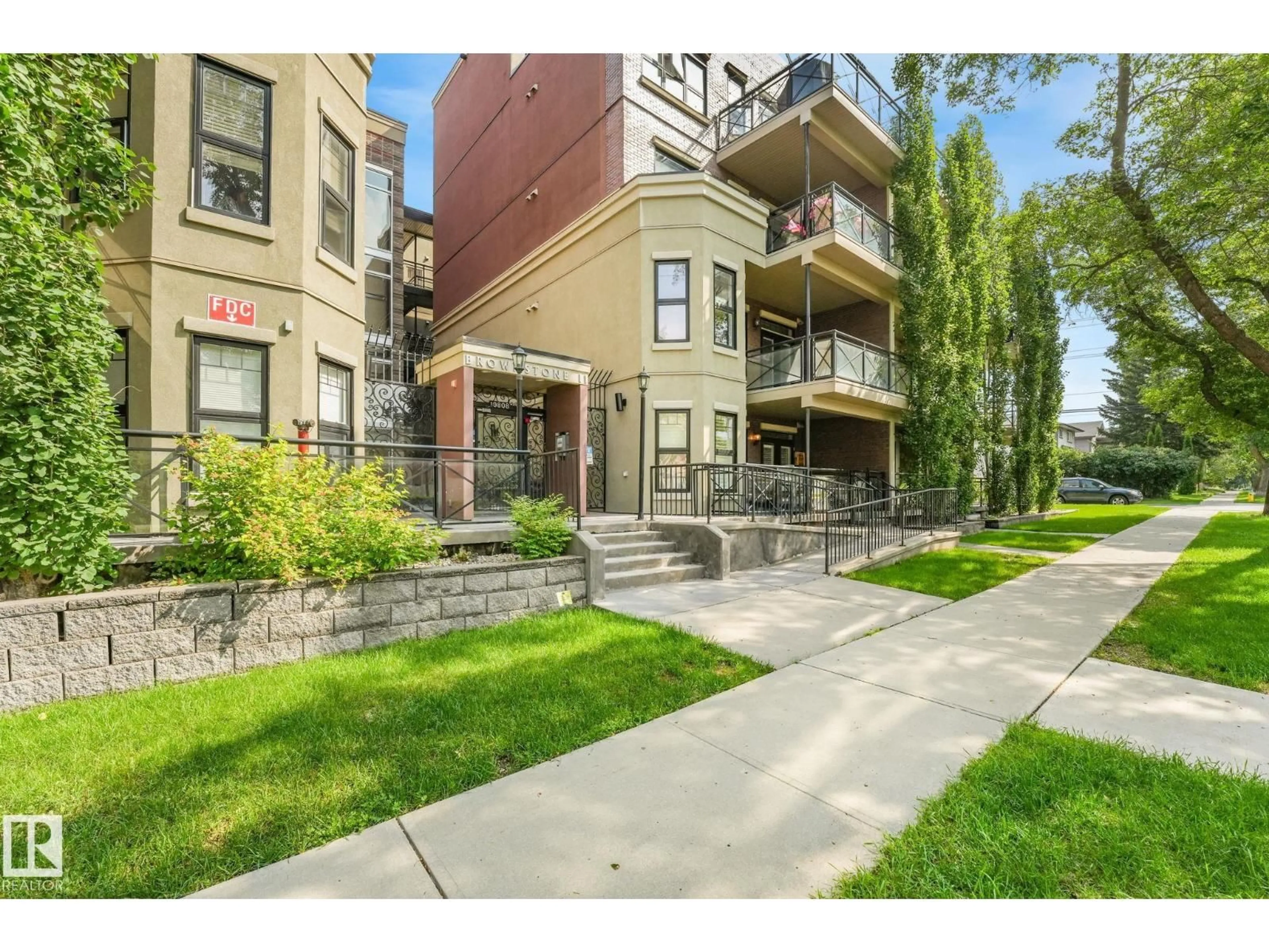 Patio, street for #308 - 10808 71 AV, Edmonton Alberta T6E0X7