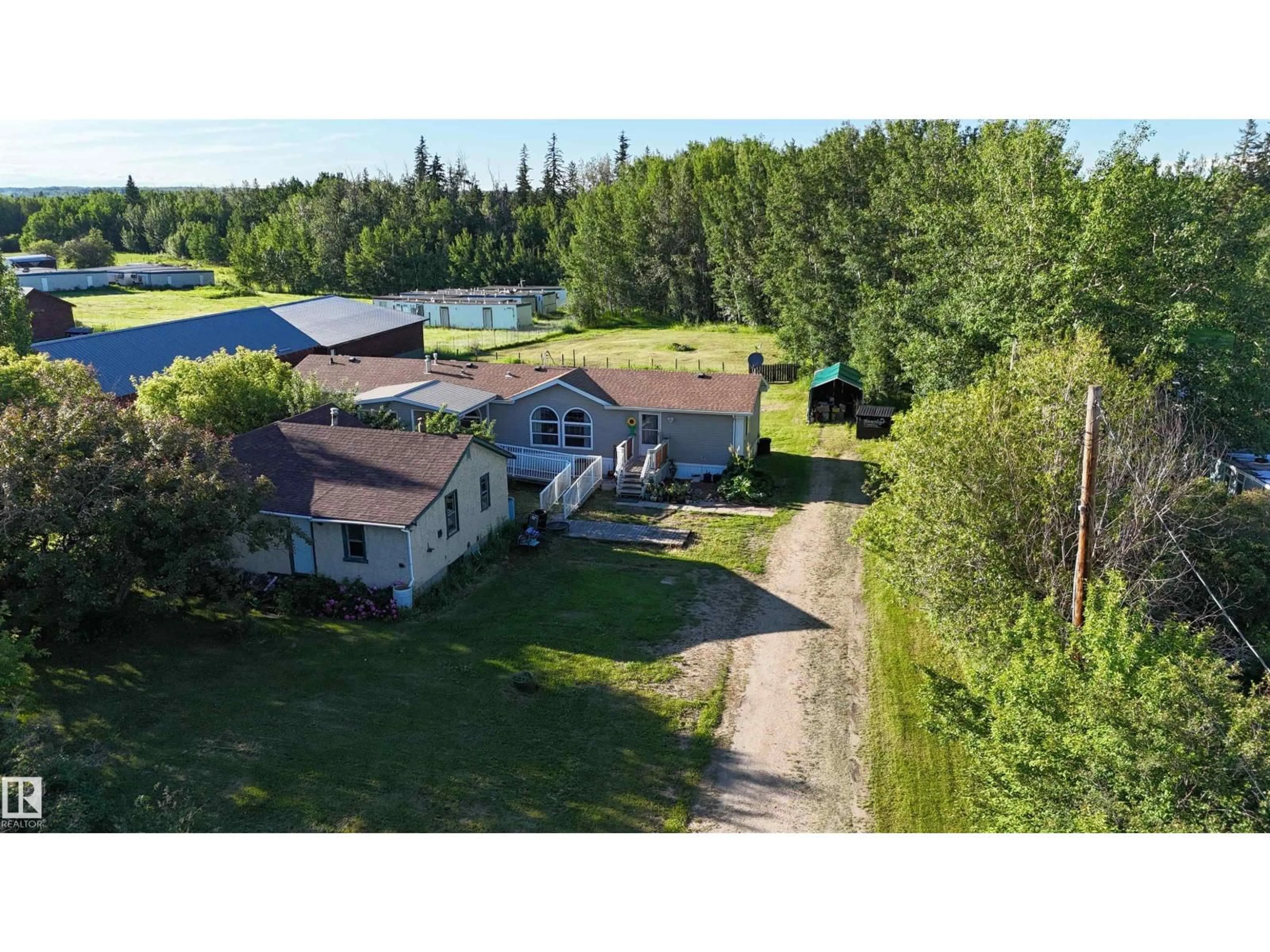 A pic from outside/outdoor area/front of a property/back of a property/a pic from drone, building for 6118 HWY 16, Rural Parkland County Alberta T0E0W0