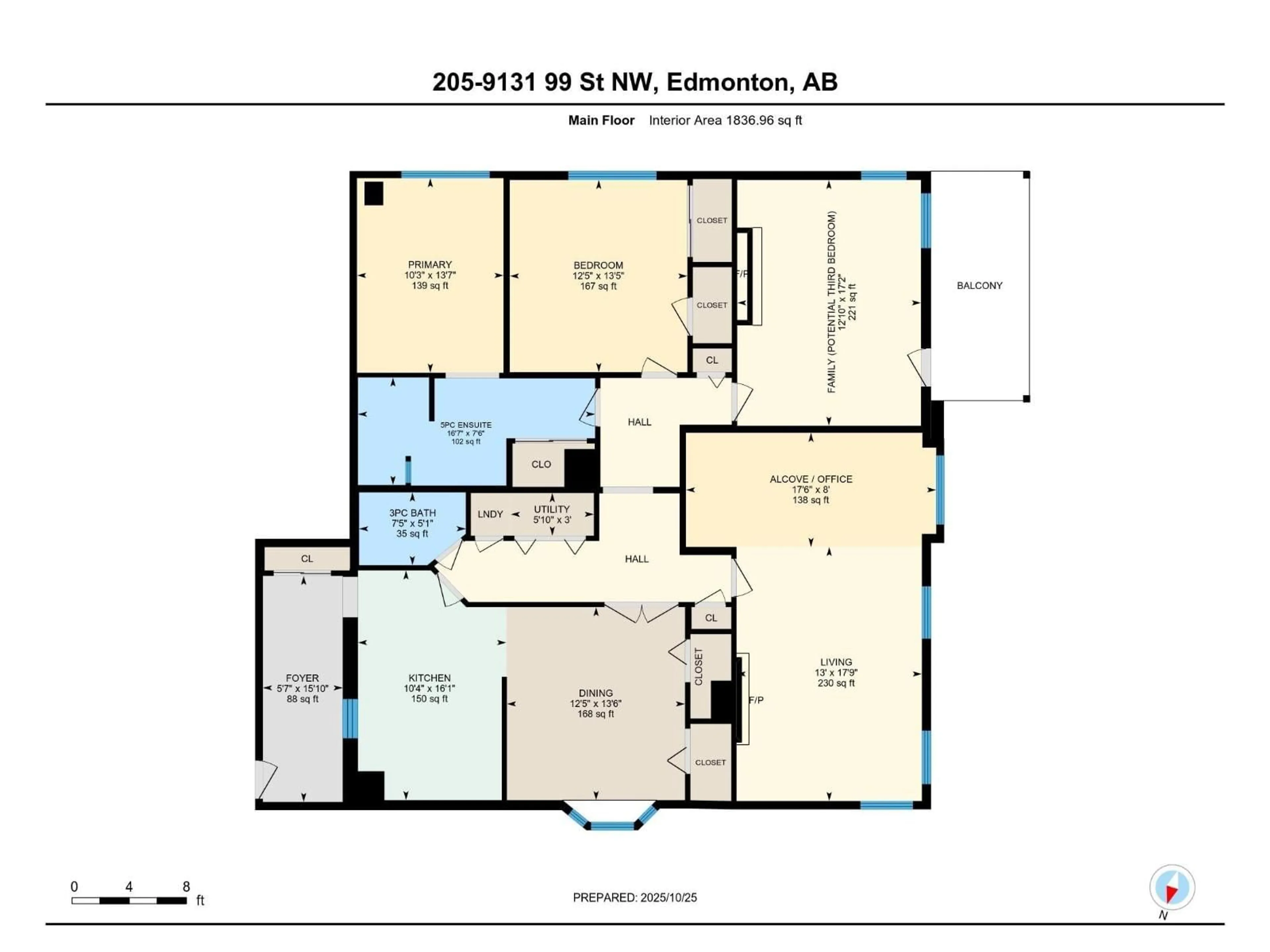 Floor plan for 205 9131 99 ST, Edmonton Alberta T6E3V9