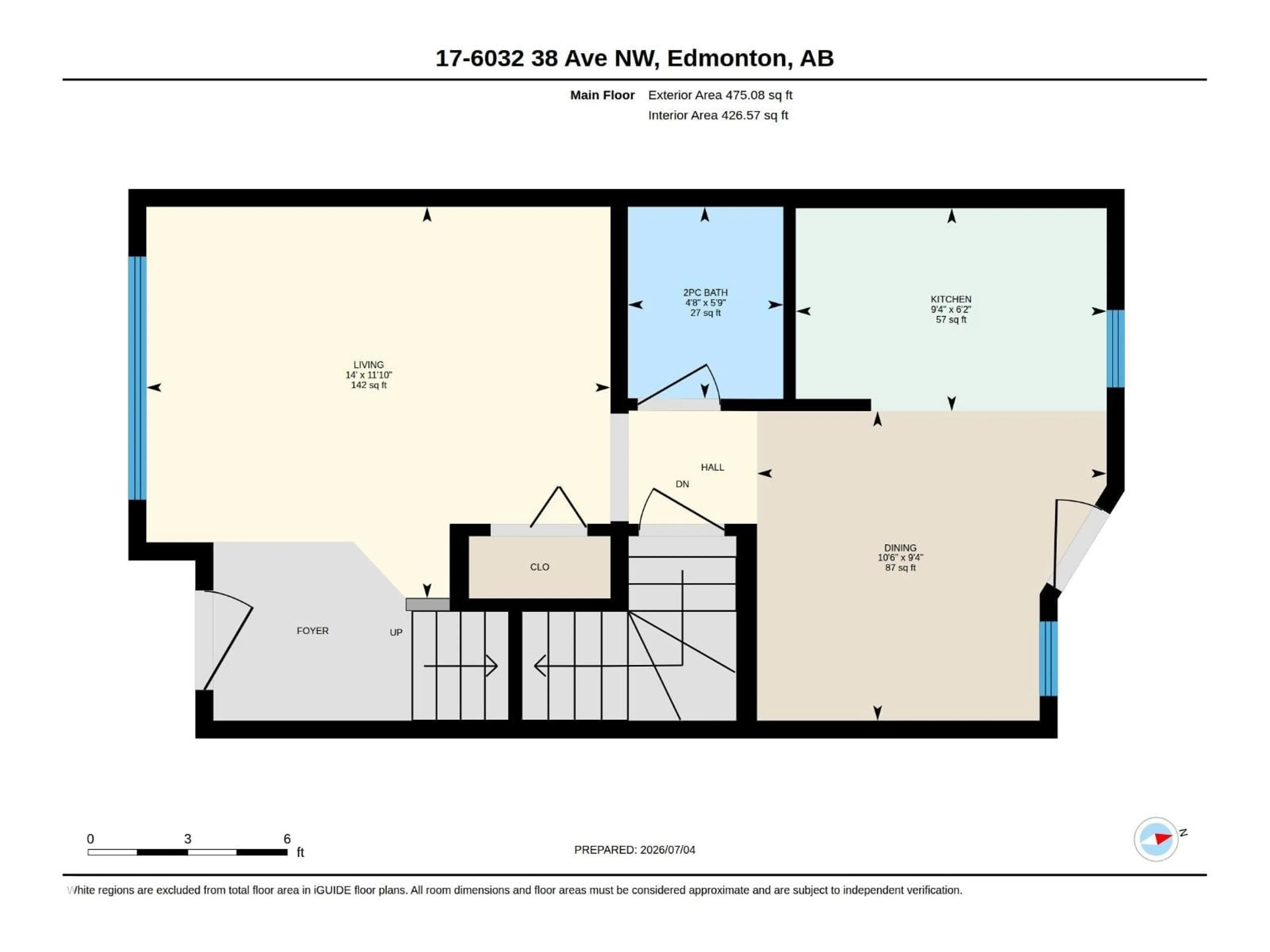 Floor plan for 17 - 6032 38 AV NW, Edmonton Alberta T6L0A4