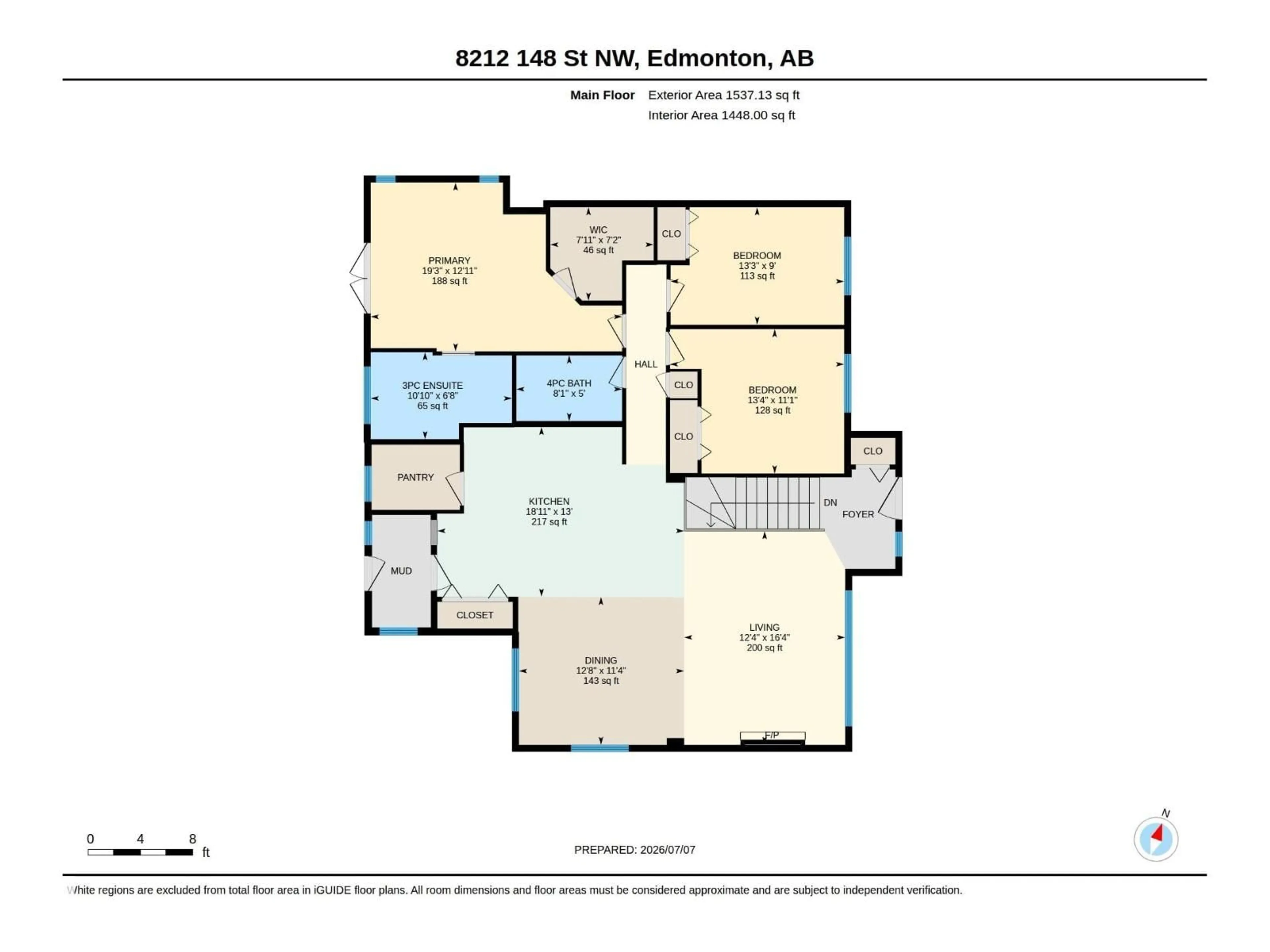 Floor plan for 8212 148 ST, Edmonton Alberta T5R0Z4