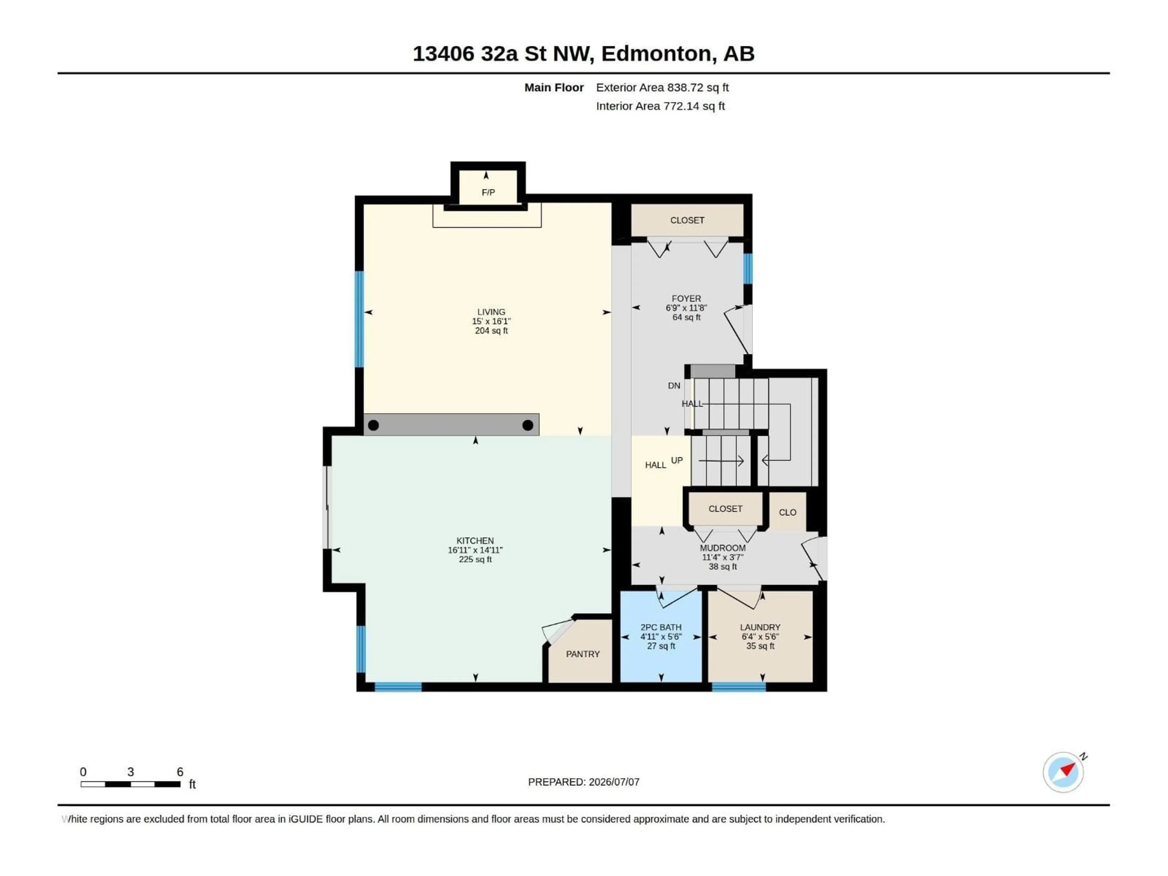 Floor plan for NW - 13406 32A ST, Edmonton Alberta T5A5E2