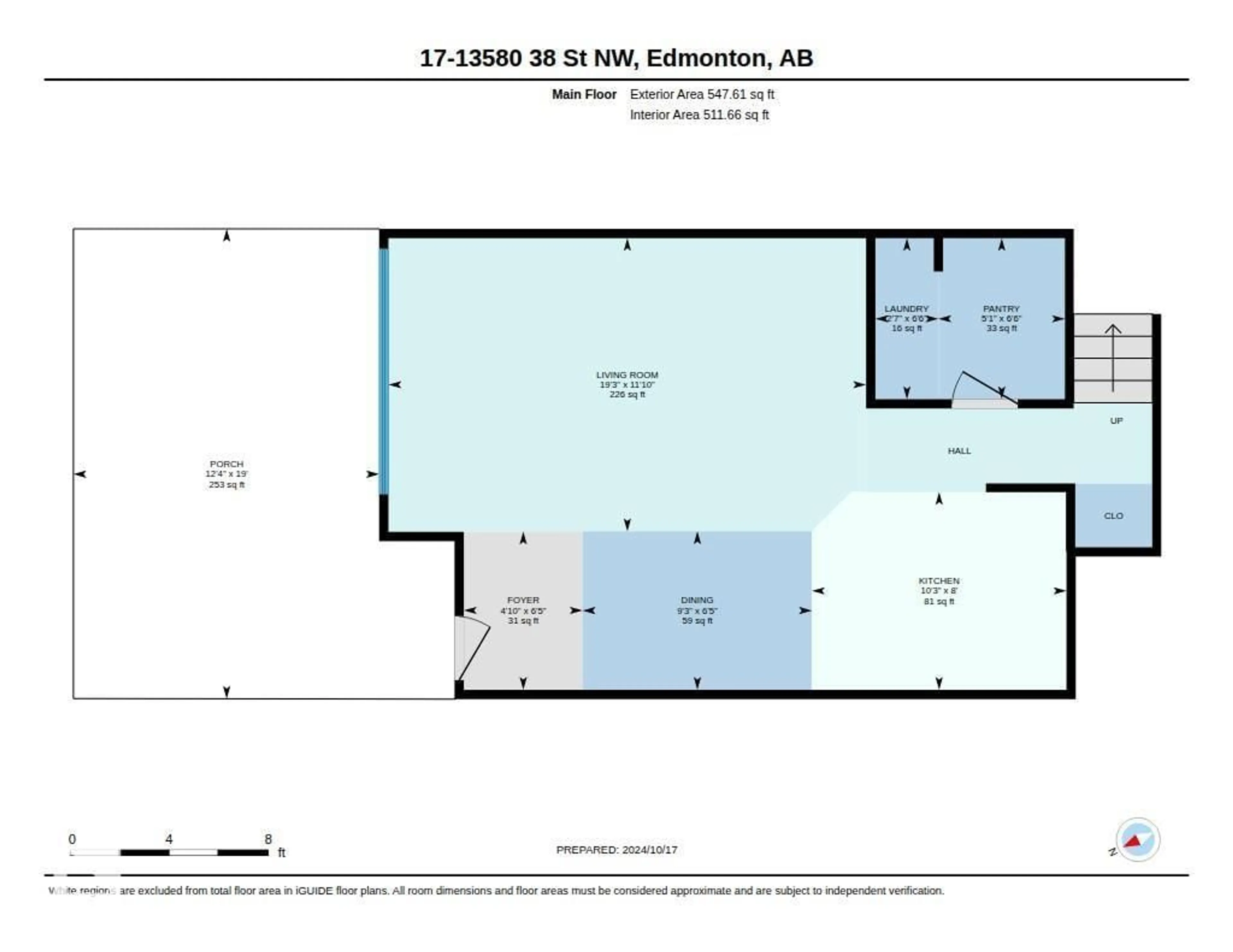 Floor plan for #17 - 13580 38 ST NW, Edmonton Alberta T5A2W7
