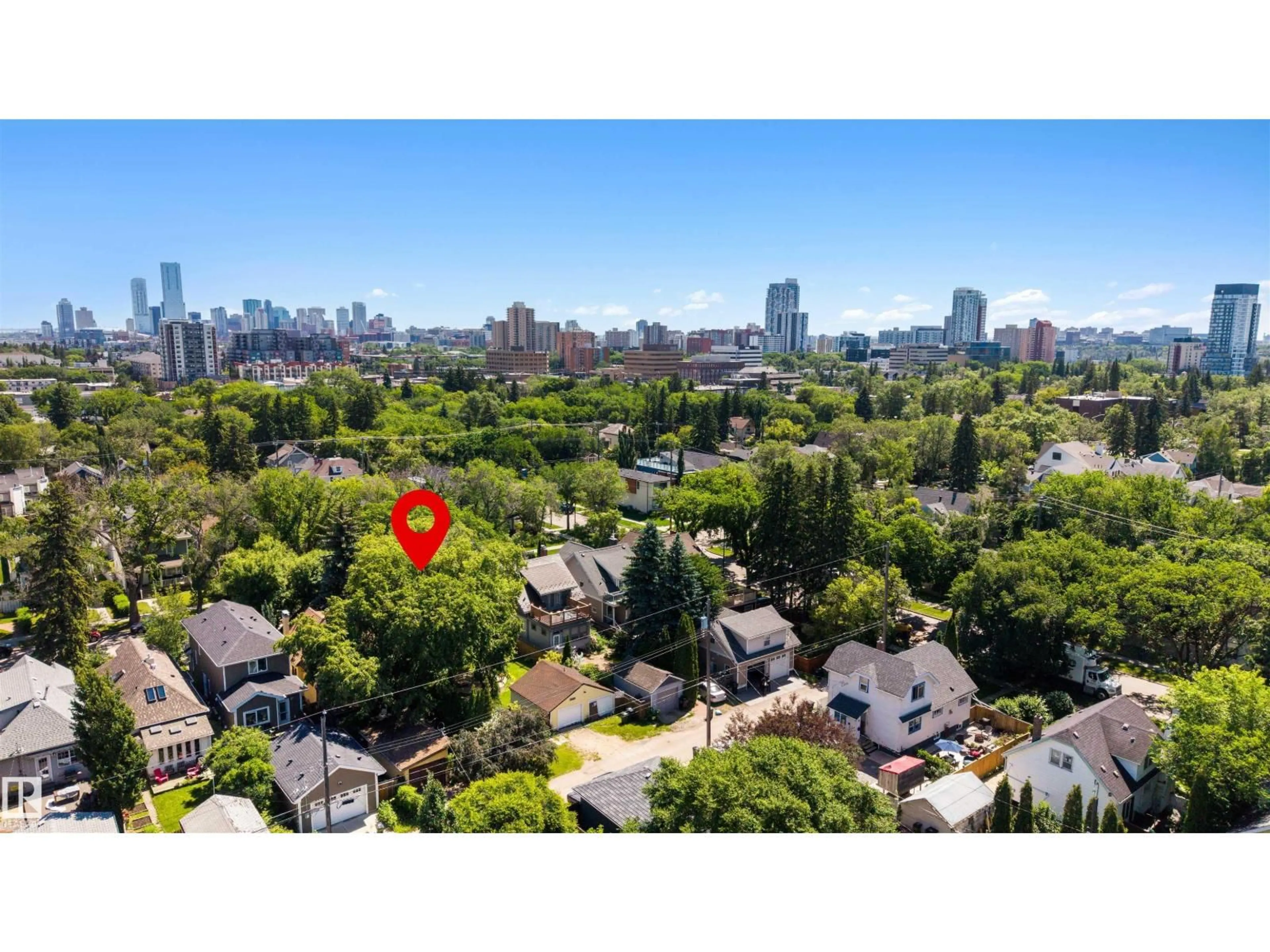 A pic from outside/outdoor area/front of a property/back of a property/a pic from drone, city buildings view from balcony for 10612 127 ST, Edmonton Alberta T5N1W1
