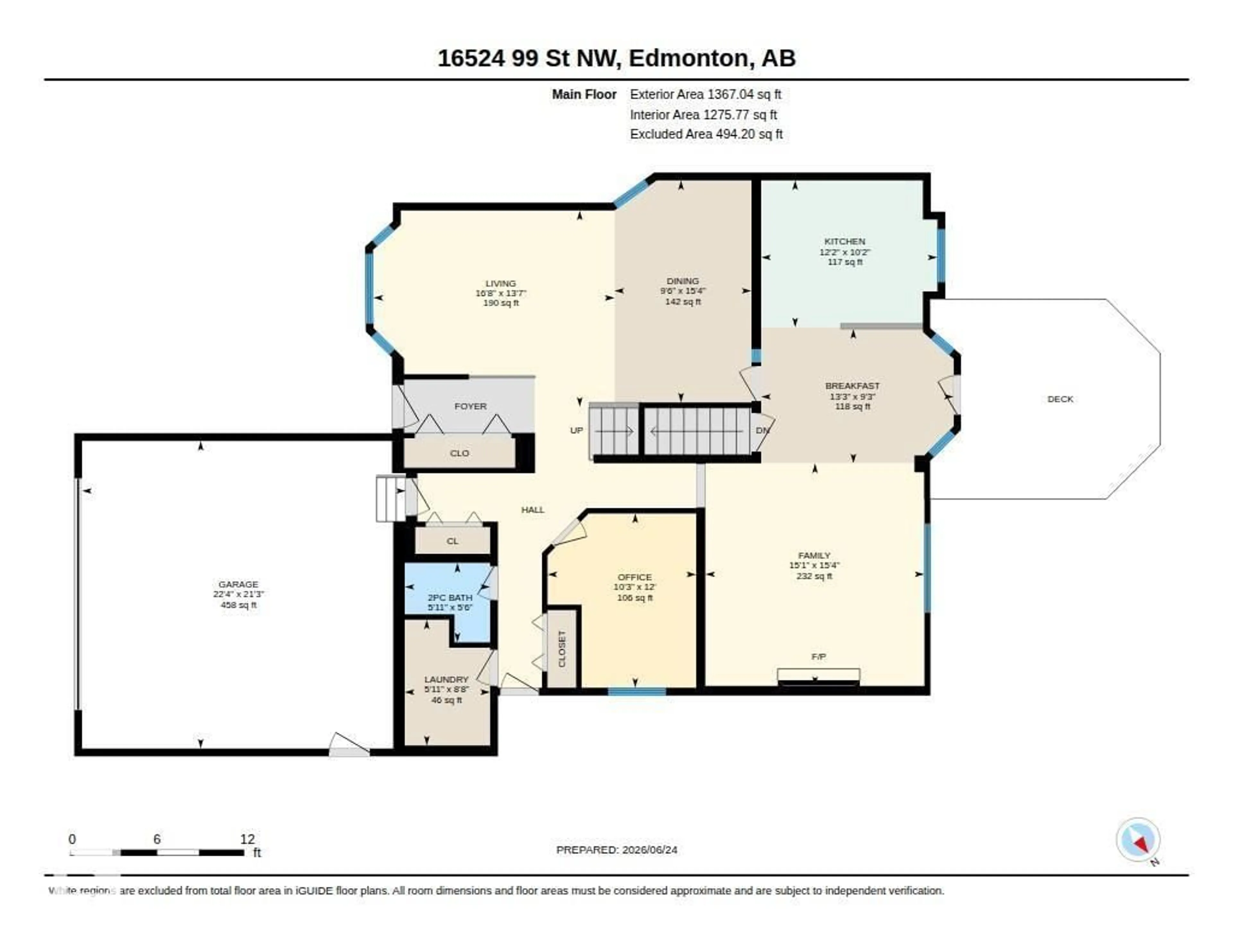 Floor plan for NW - 16524 99 ST, Edmonton Alberta T5X5L6