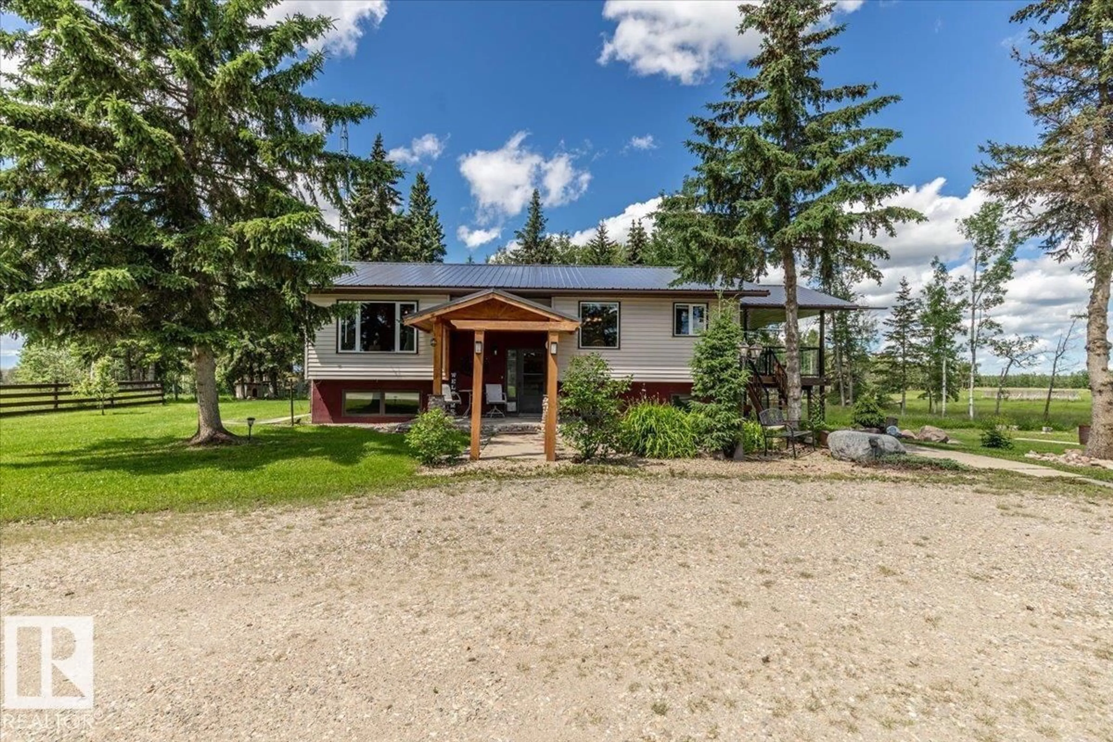 A pic from outside/outdoor area/front of a property/back of a property/a pic from drone, unknown for 32052 TWP RD 452, Rural Ponoka County Alberta T0C0M0